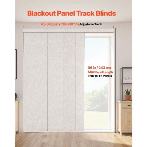 Panel Rail Blinds Extendable Rails 116 to 218 cm B Can Be Edge-cut Light Grey
