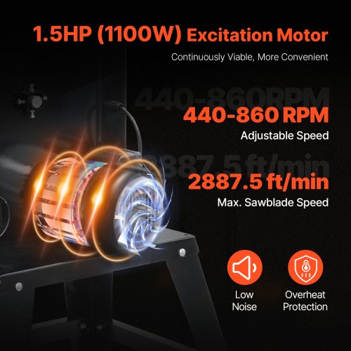 Träbearbetningsbandsåg 13,39 tum Bänkbandsåg 440–846 varv/min 1100 W 1 1/2 hk | EU