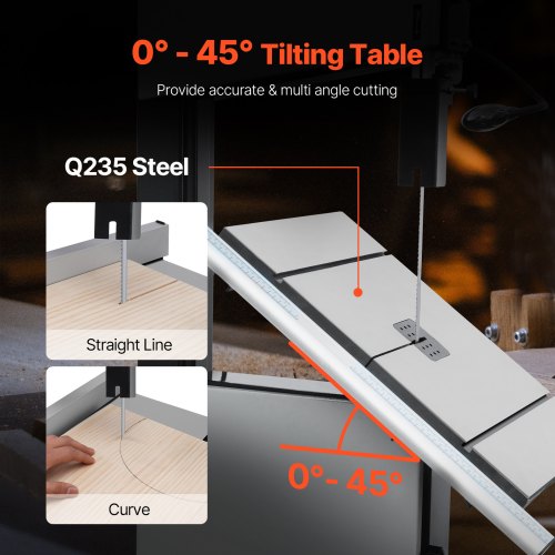Träbearbetningsbandsåg 13,39 tum Bänkbandsåg 440–846 varv/min 1100 W 1 1/2 hk | EU