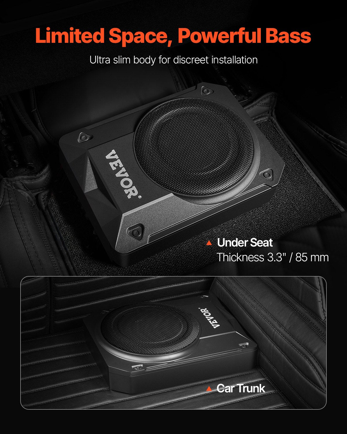 10" 400W under säte bil subwoofer Slim powered bil/lastbil subwoofer system