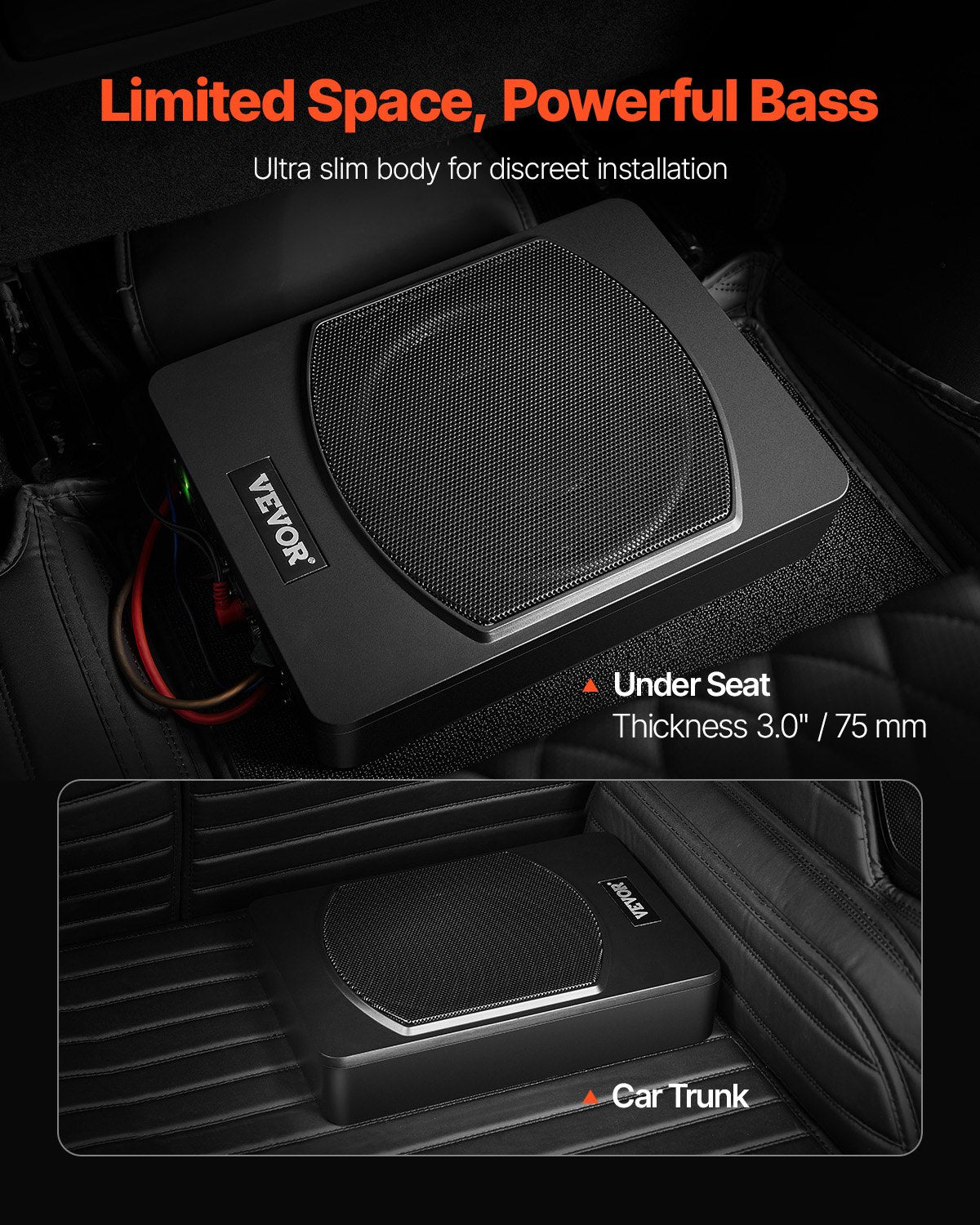 10" 240W undersäte bil subwoofer Slimdriven bil/lastbil subwoofer system