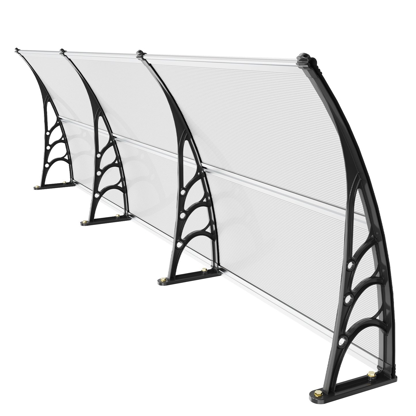 Fönsterdörrsmarkis, 38" x 117" Dörrtak exteriör, UF50+ PC-solskyddsmarkiser, uteplatsmarkis Solskydd, Transparent, Vattentät, för sollucka, UV, regn, snöskydd