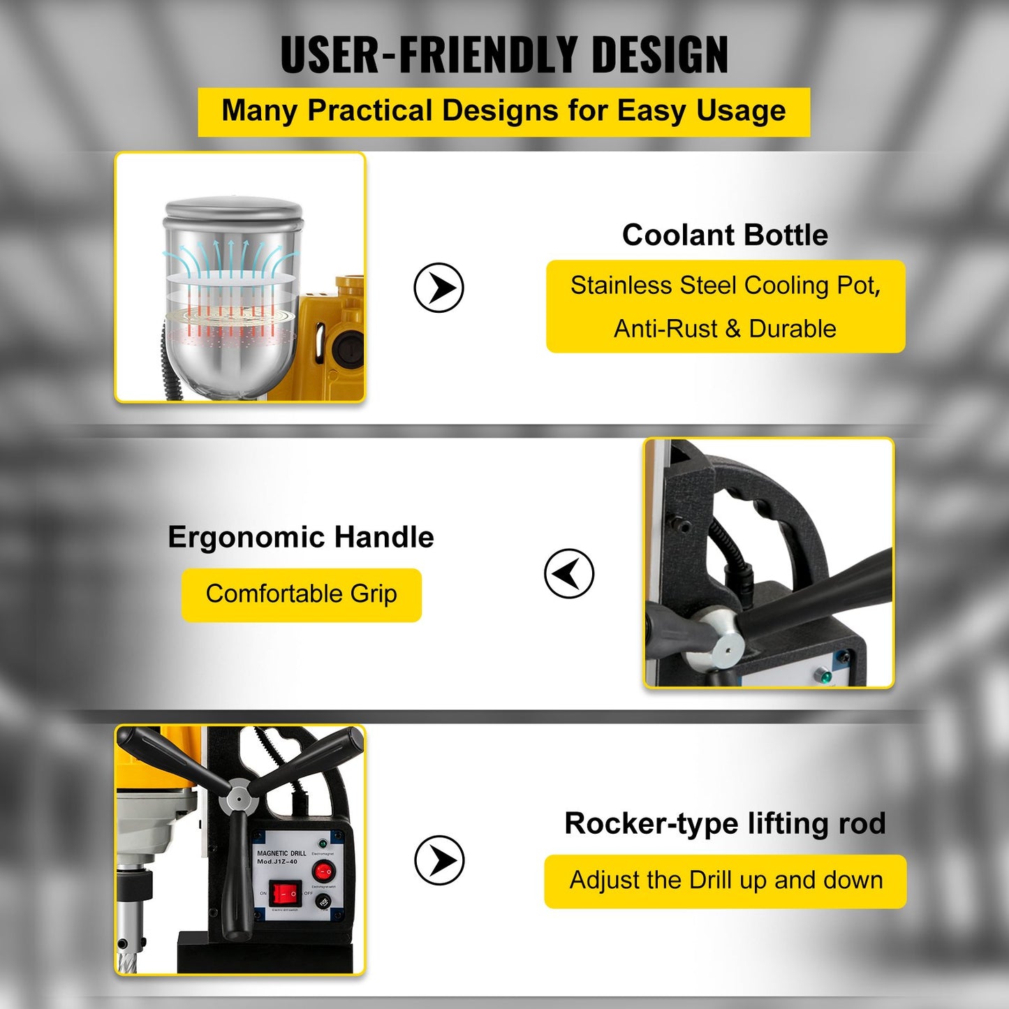 MD40 1-1/2 Inch Electric Magnetic Drill Press Drilling Machine with 11PCS HSS Cutter Set Precise Annular Cutter Set Compact Switchable Evolution 1100W Magnetic Power