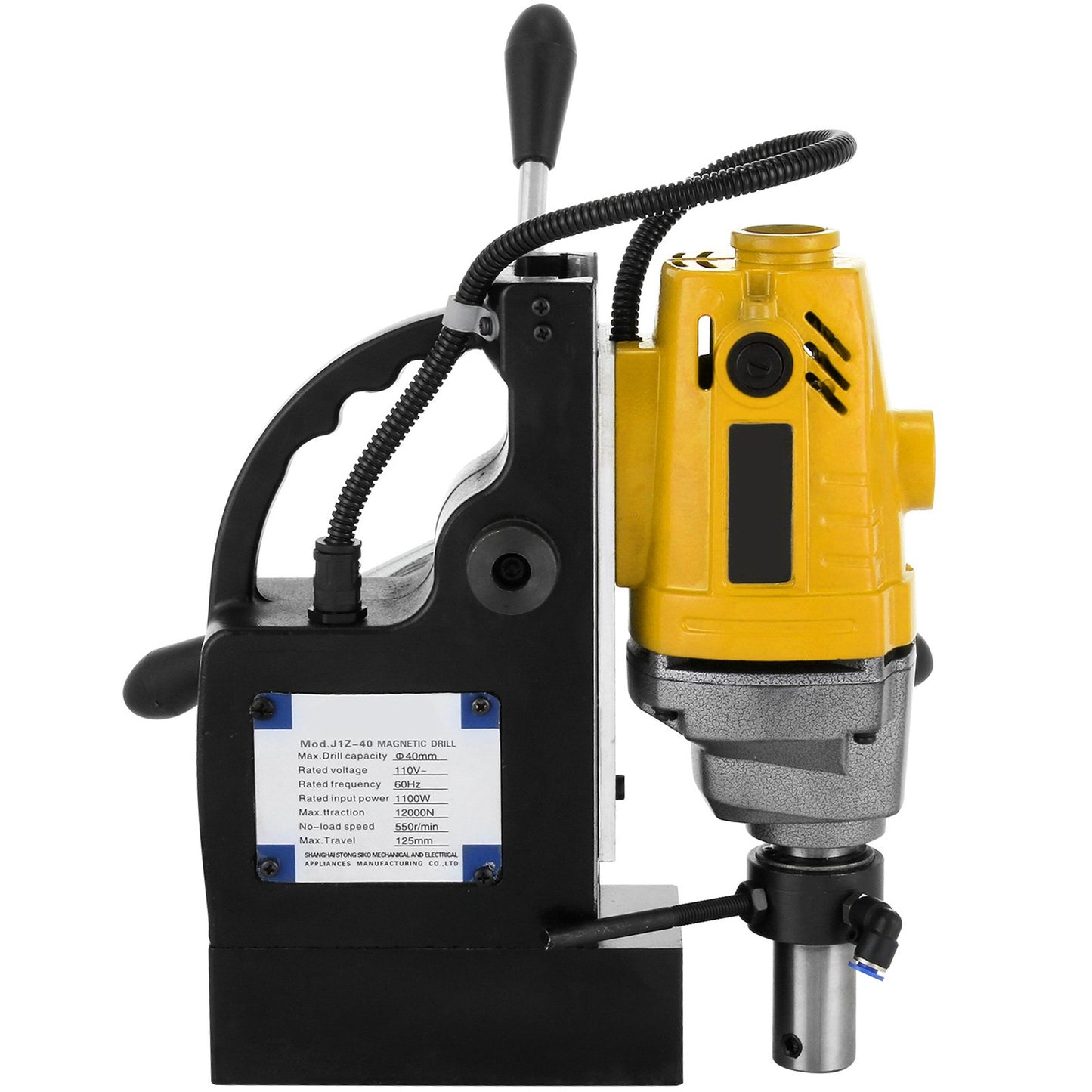 MD40 1-1/2 Inch Electric Magnetic Drill Press Drilling Machine with 11PCS HSS Cutter Set Precise Annular Cutter Set Compact Switchable Evolution 1100W Magnetic Power