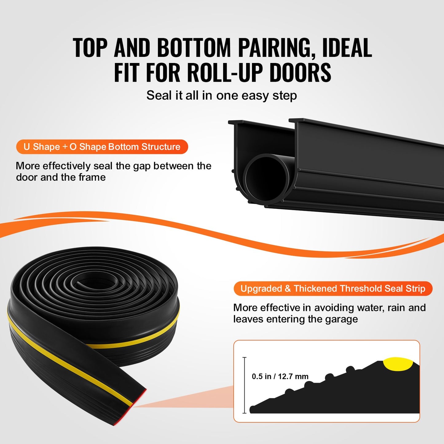 Garage Door Threshold and Bottom Seals Kit 16 FT Universal Waterproof PVC