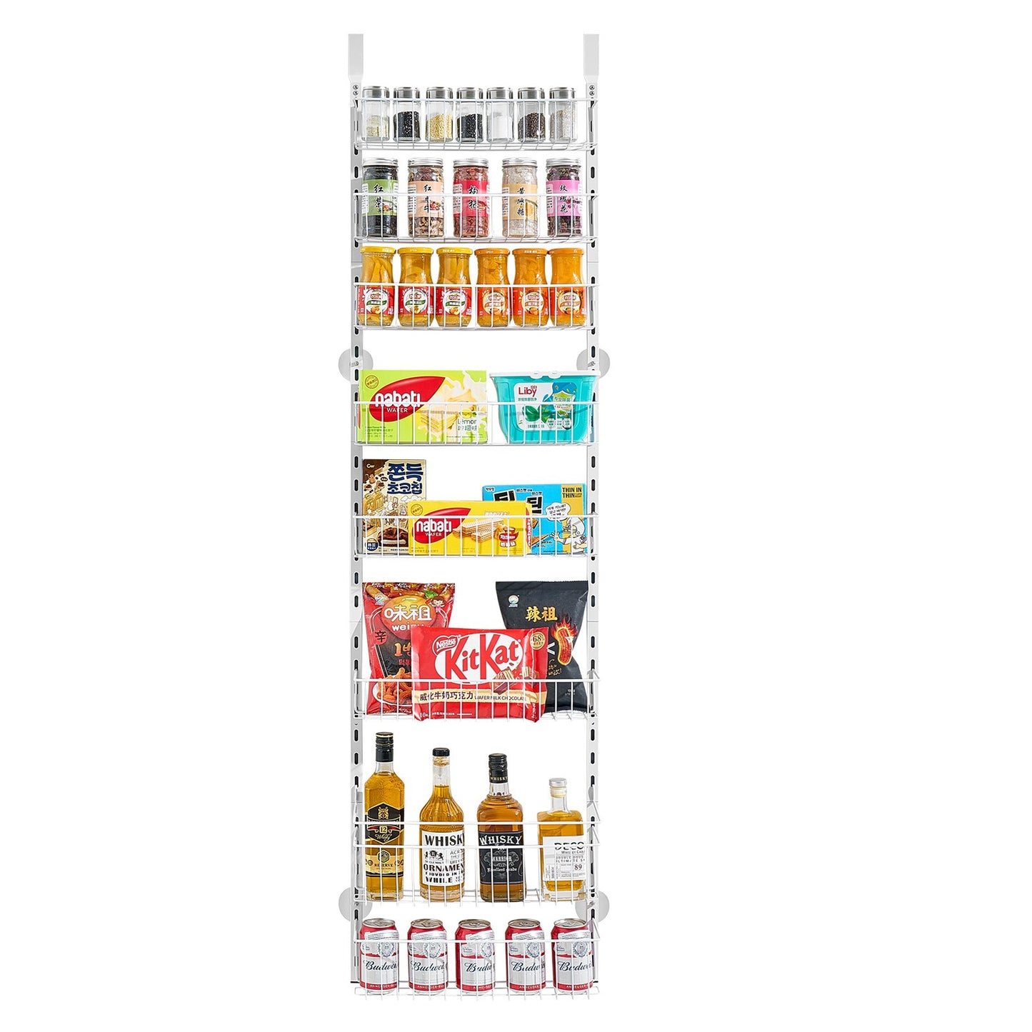 8-Tier Over the Door Pantry Organizer Hanging Storage Rack Adjustable