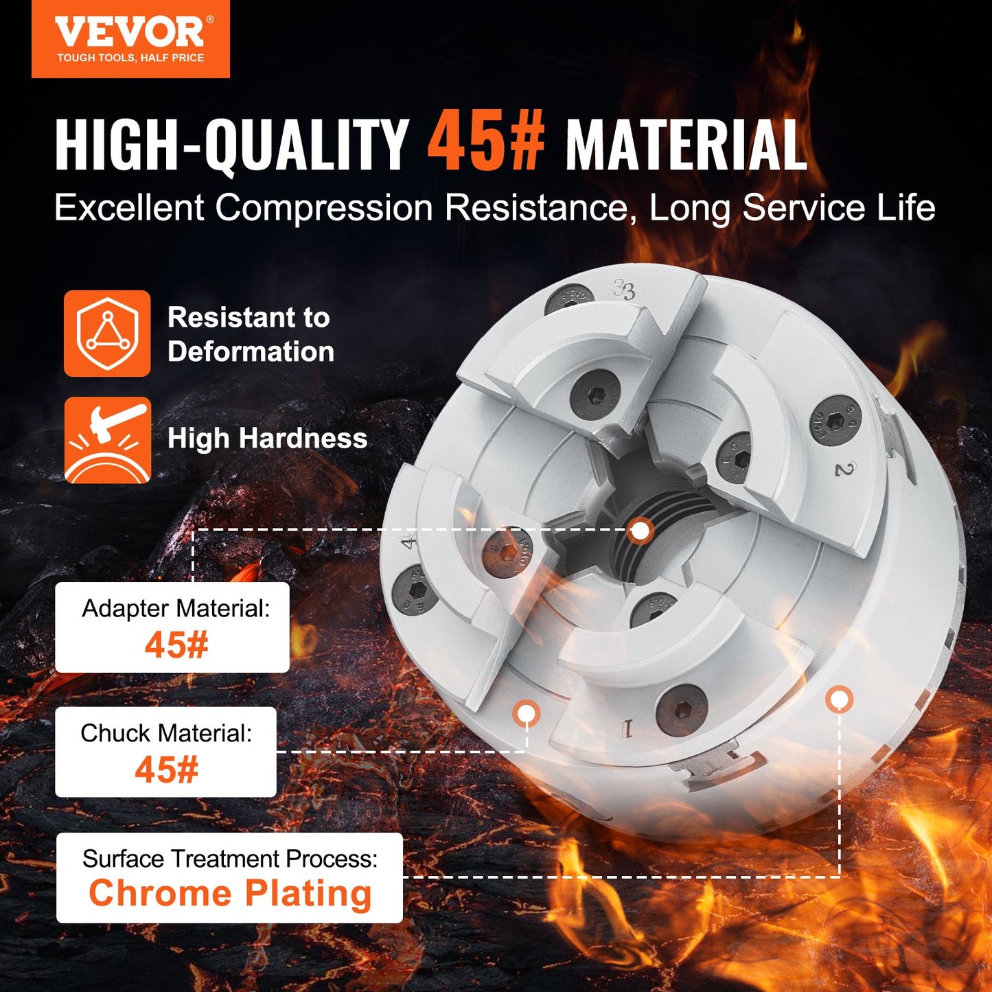 KP965 svarvchuck, 4-käft 3,75" diameter, metallsvarvchuck svarvmaskinstillbehör med 5 uppsättningar käftar, självcentrerande verktyg, för precisionsbearbetning, slipmaskiner, fräsmaskiner