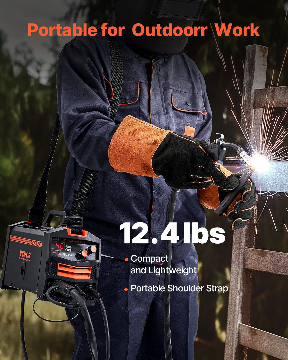 MIG Welder 130 Amp Gasless Flux Core Mig-svetsmaskin med IGBT-växelriktare