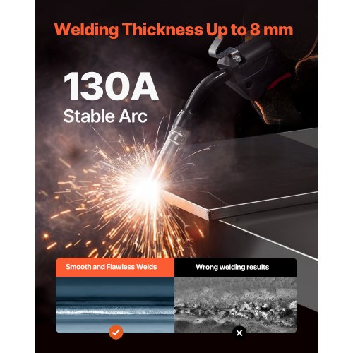 MIG-svets 130 Amp Mig-svetsmaskin 3-i-1 flusskärna MIG/elektrod/lyft-TIG | EU