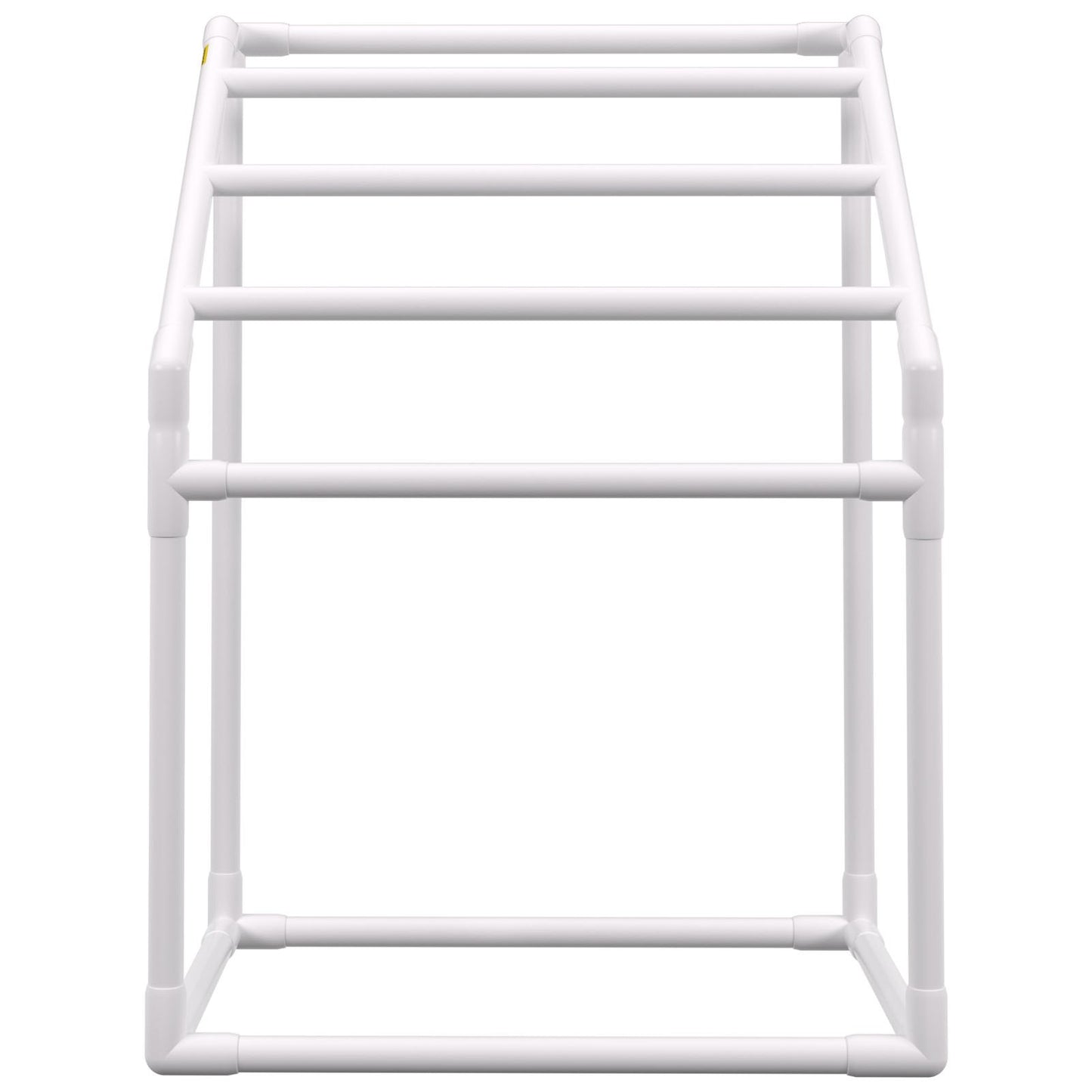 Pool Towel Rack, 5 Bar, White, Freestanding Outdoor PVC Trapezoidal Poolside Storage Organizer, Includes 8 Towel Clips, Mesh Bag, Hook, Also Stores Floats and Paddles, for Beach, Pool