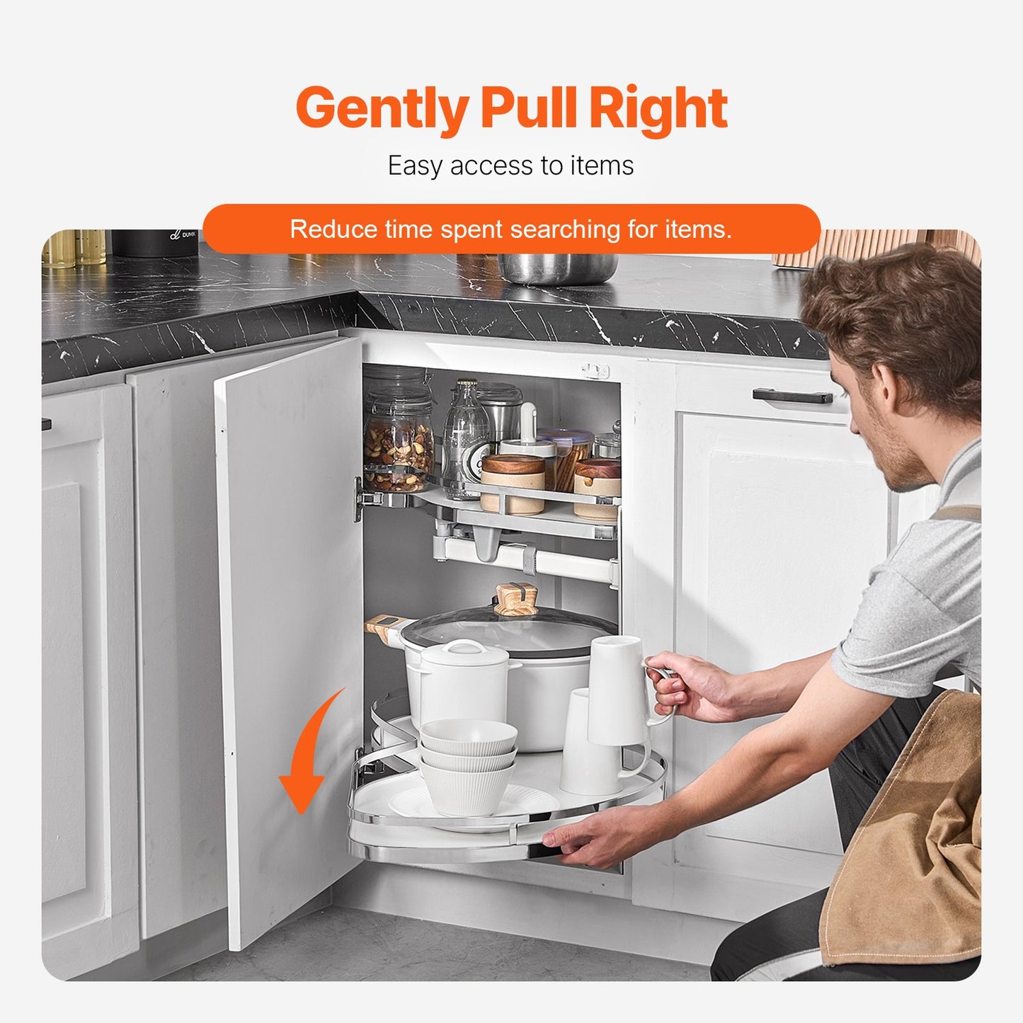 2 Tier Swing Right Blind Corner Cabinet Pull Out Soft Close Organizer
