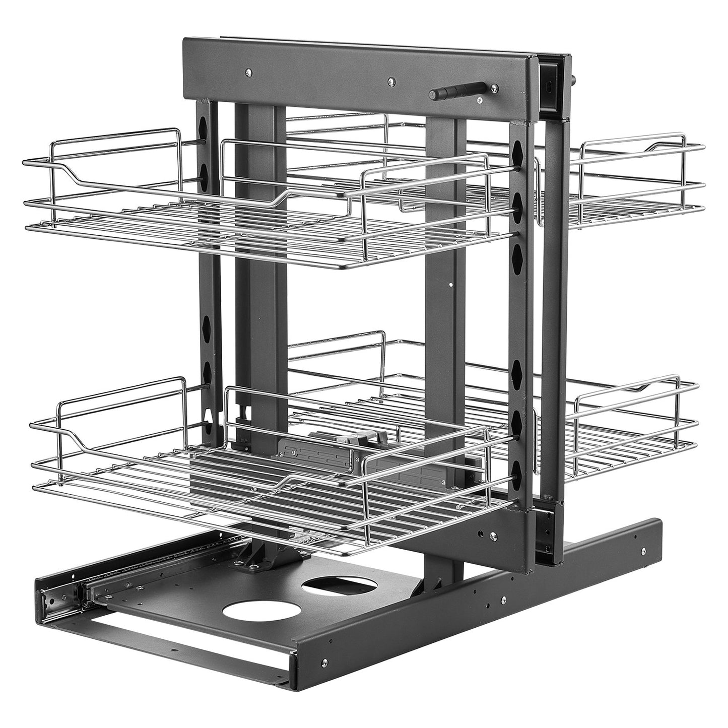 2 Tier Blind Corner Pull Out Organizer Chrome Kitchen Cabinet Basket