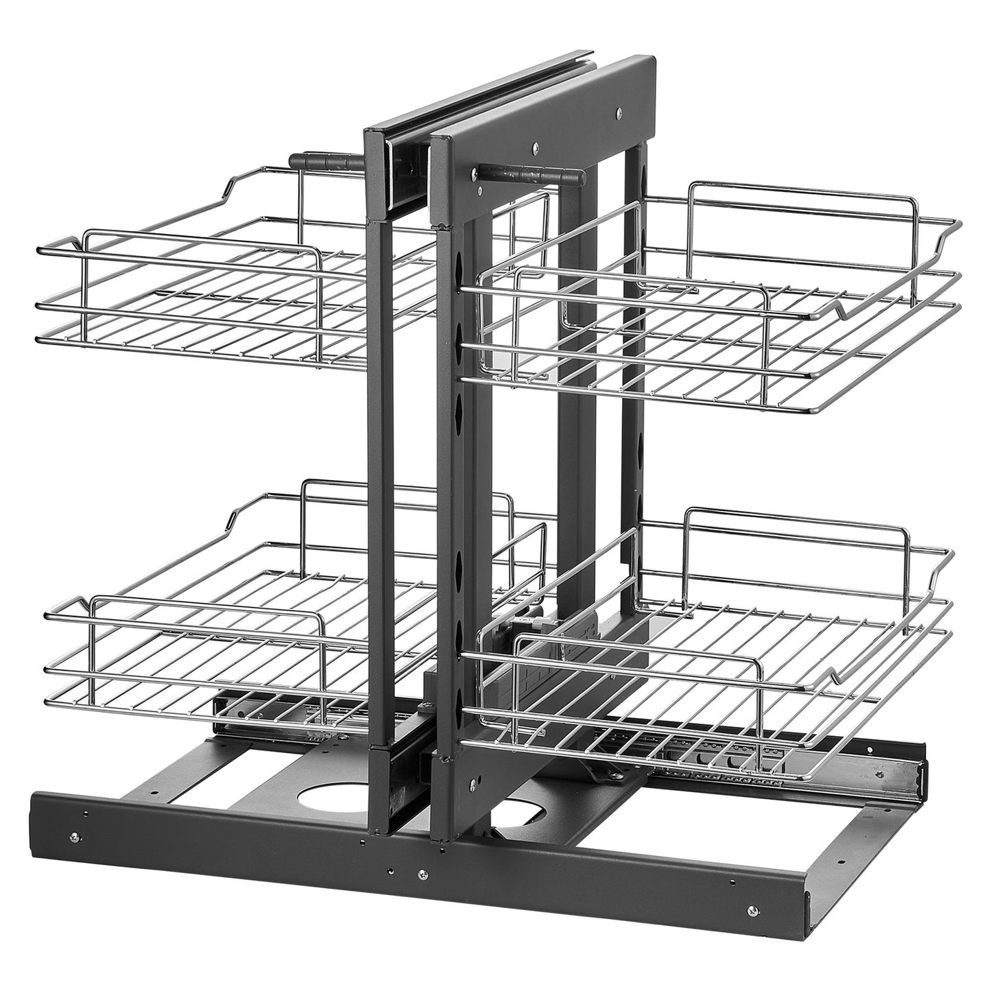 2 Tier Blind Corner Pull Out Organizer Chrome Kitchen Cabinet Basket