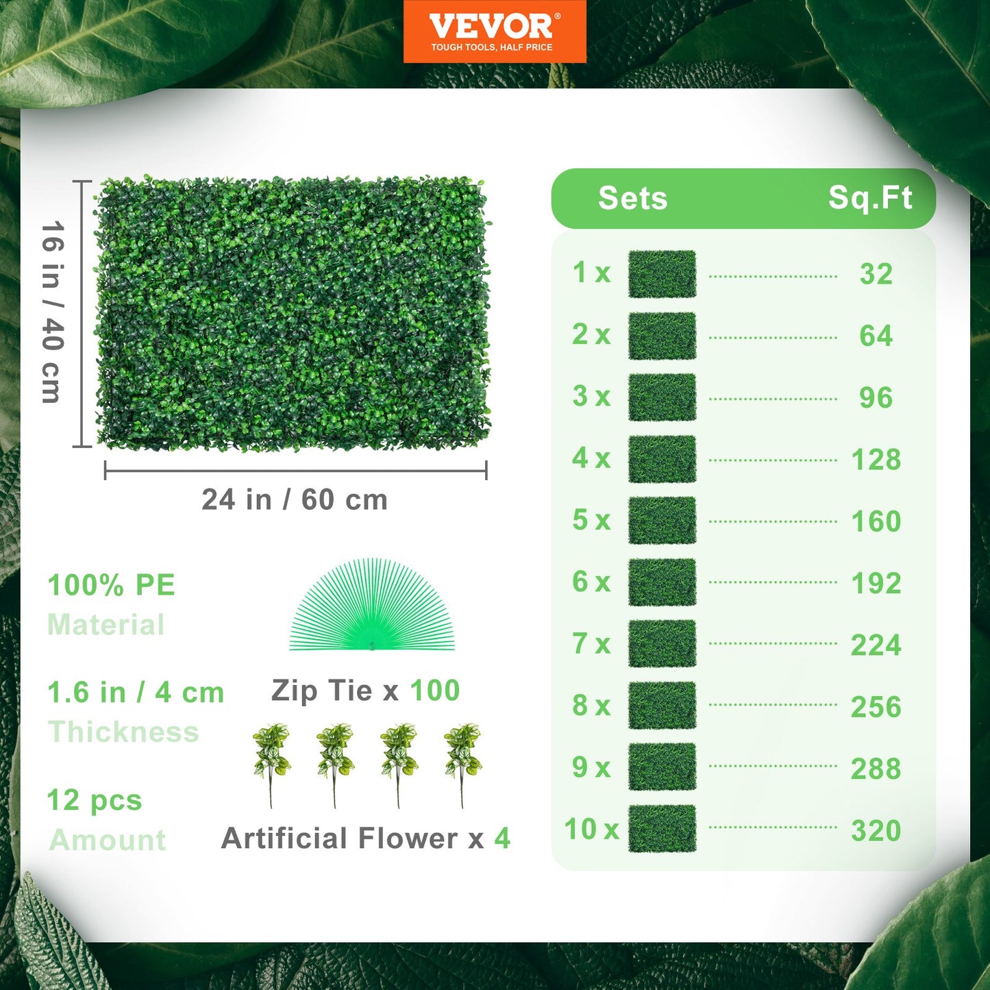 12pcs Artificial Boxwood Panel UV Boxwood Hedge Wall Panels Artificial Grass Background Wall 24X16" 4cm Green Grass Wall Fake Hedge for Decor Privacy Fence Indoor Outdoor Garden Backyard