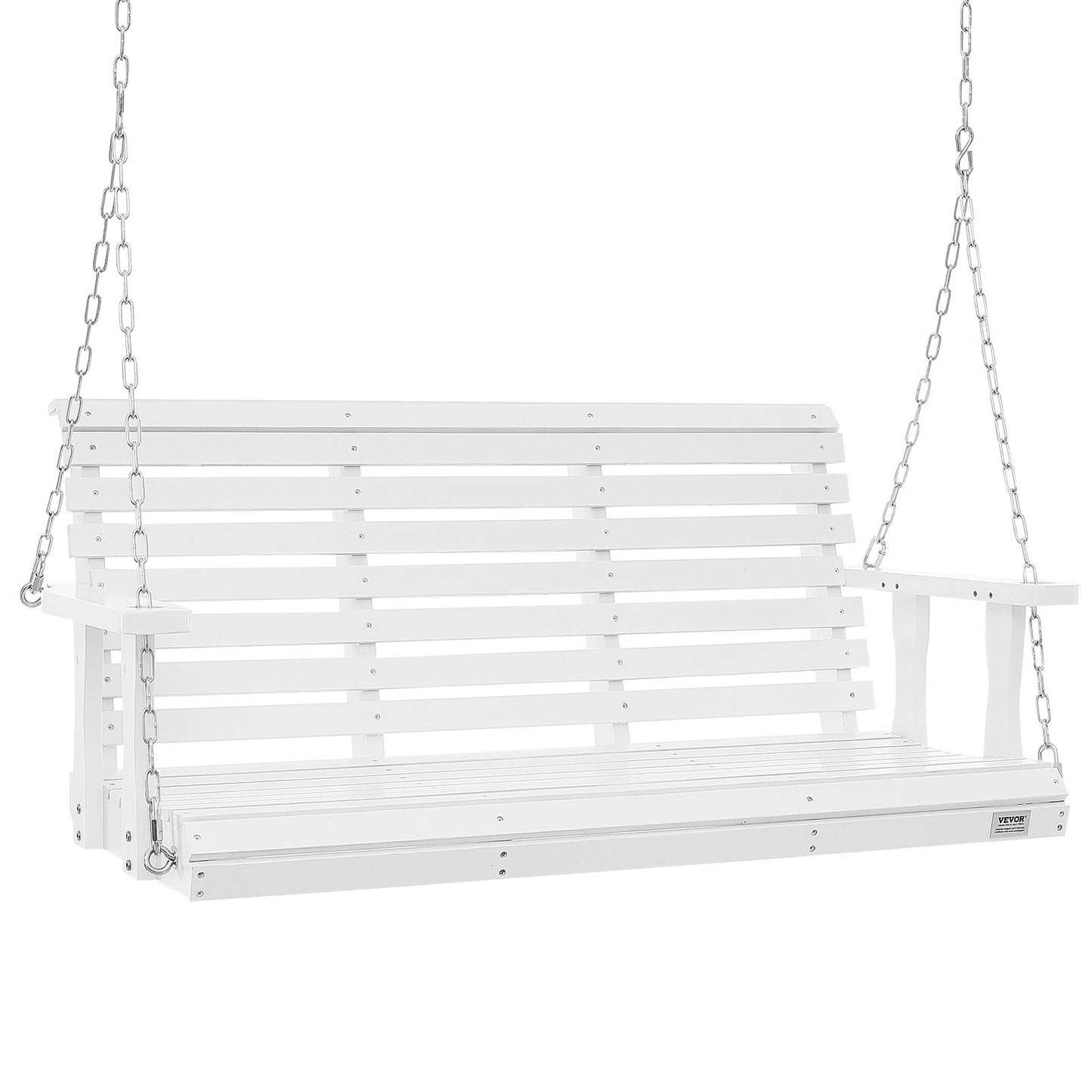 Holzschaukel für die Veranda, 1,37 m, Terrassenschaukel für Hof und Garten, verbesserte Tragkraft von 390 kg, robuste Schaukelstuhlbank mit Aufhängeketten für den Außenbereich, weiß