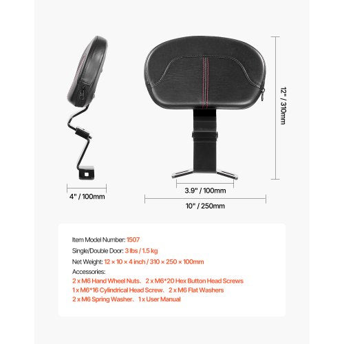Motorcykel Ryggstöd Sissy Bar för Harley-Davidson Touring 310mm | EU