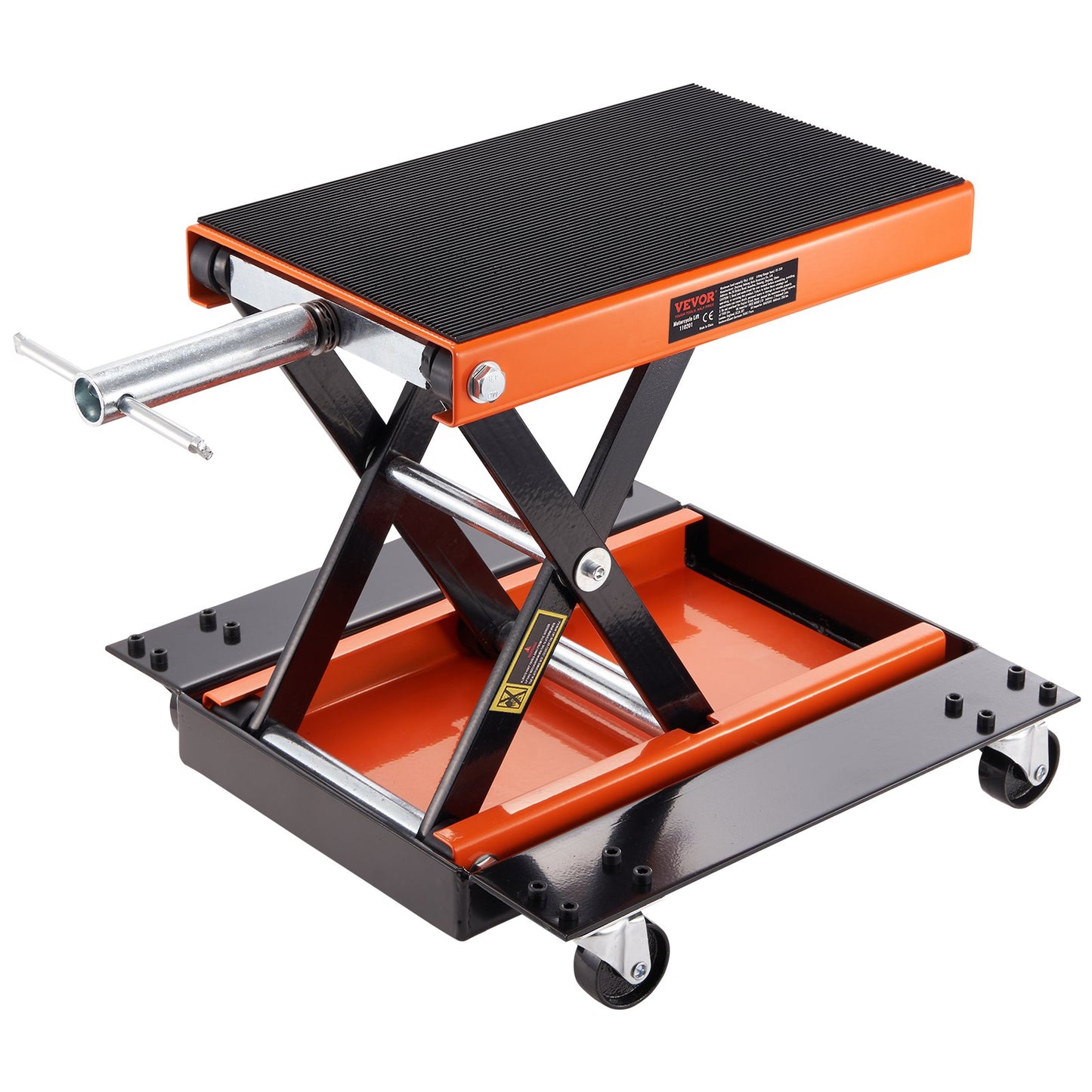 Motorcykellift ATV Scissor Jack Dolly 1100 lbs Wide Deck & Hand Crank
