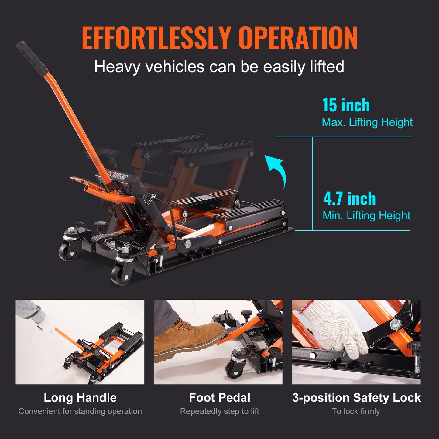 Motorcykel Hydraulpump Jack 1500 LBS ATV Dirt Bike Stand