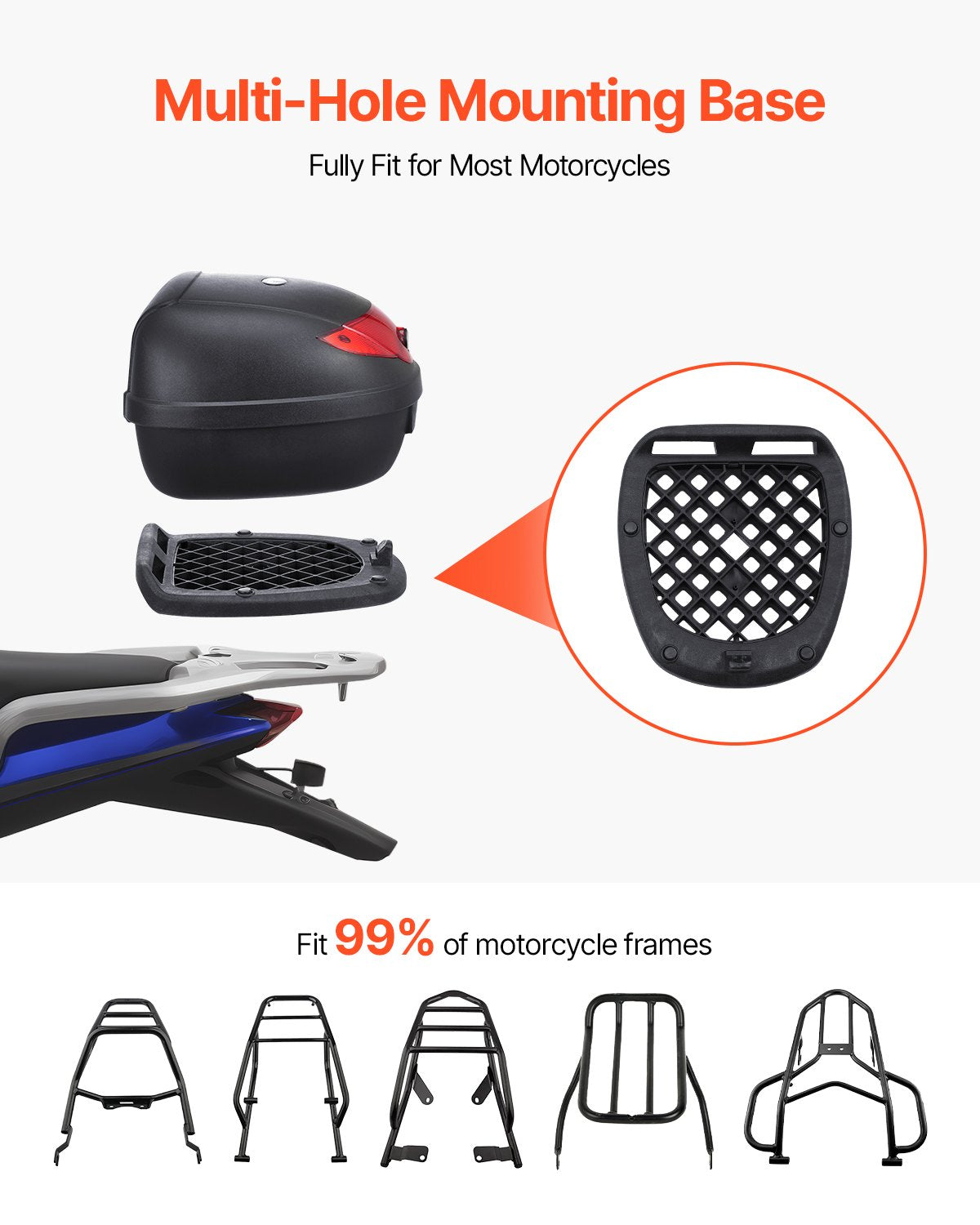 38L Motorcycle Top Case Universal Motorbike Tail with reflective panel