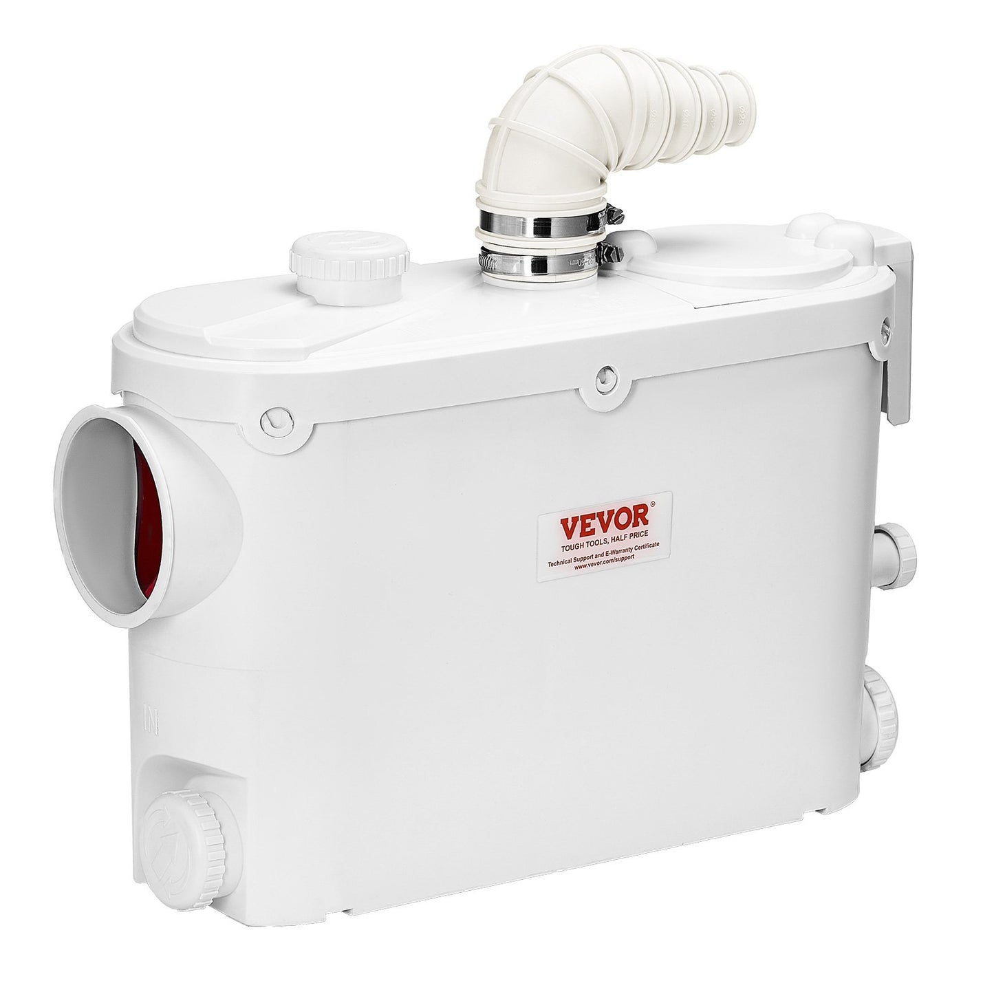Macerator pump, 500W, 6600 L/h flow, 26.2 ft/8 m head, Macerator sewage pump with 3 water inlets for toilet, basement, kitchen, sink, shower, bathtub.