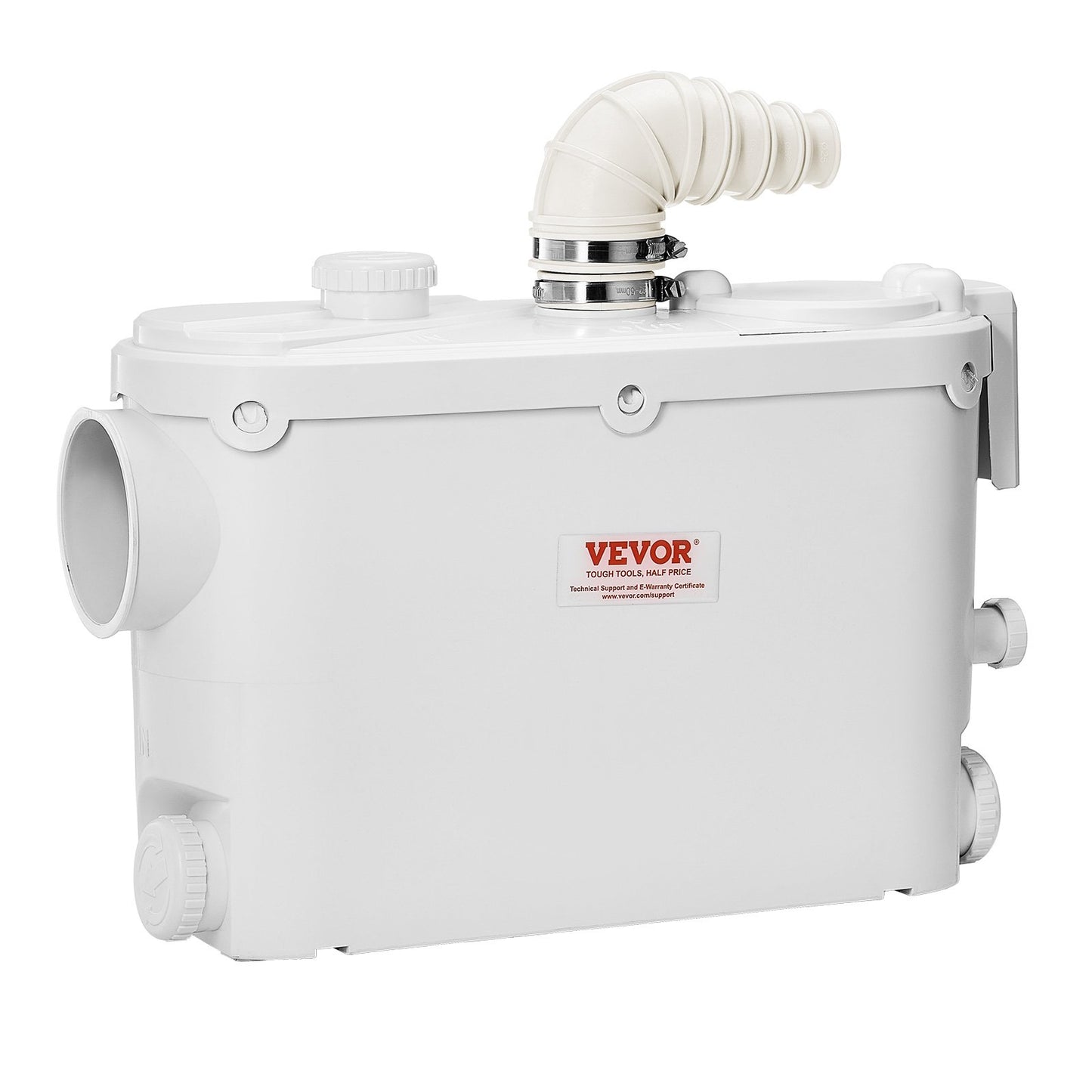 Macerator pump, 500W, 6600 L/h flow, 26.2 ft/8 m head, Macerator sewage pump with 3 water inlets for toilet, basement, kitchen, sink, shower, bathtub.