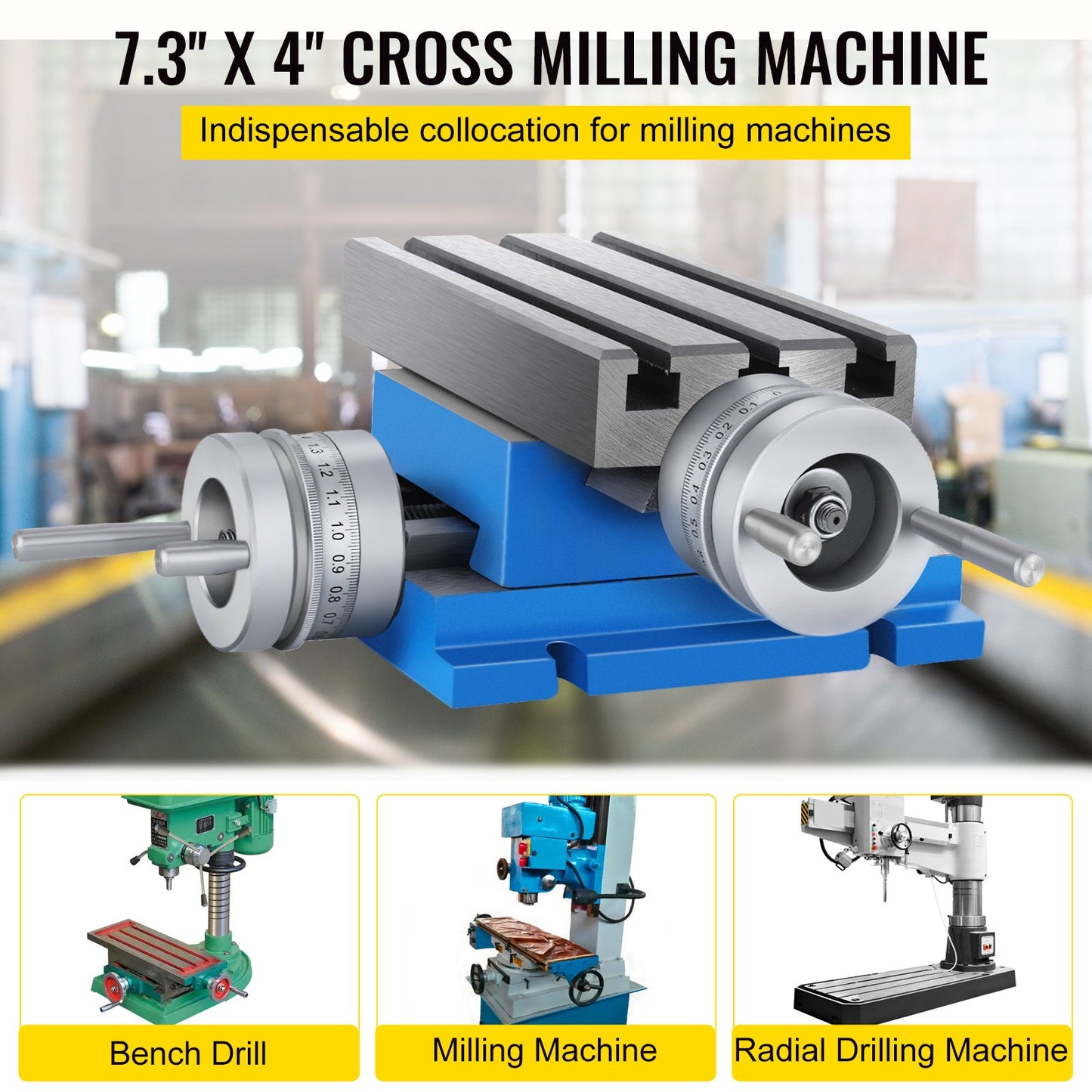 Milling machine Work table Cross slide table 4"x7.3" mix for bench drill vice