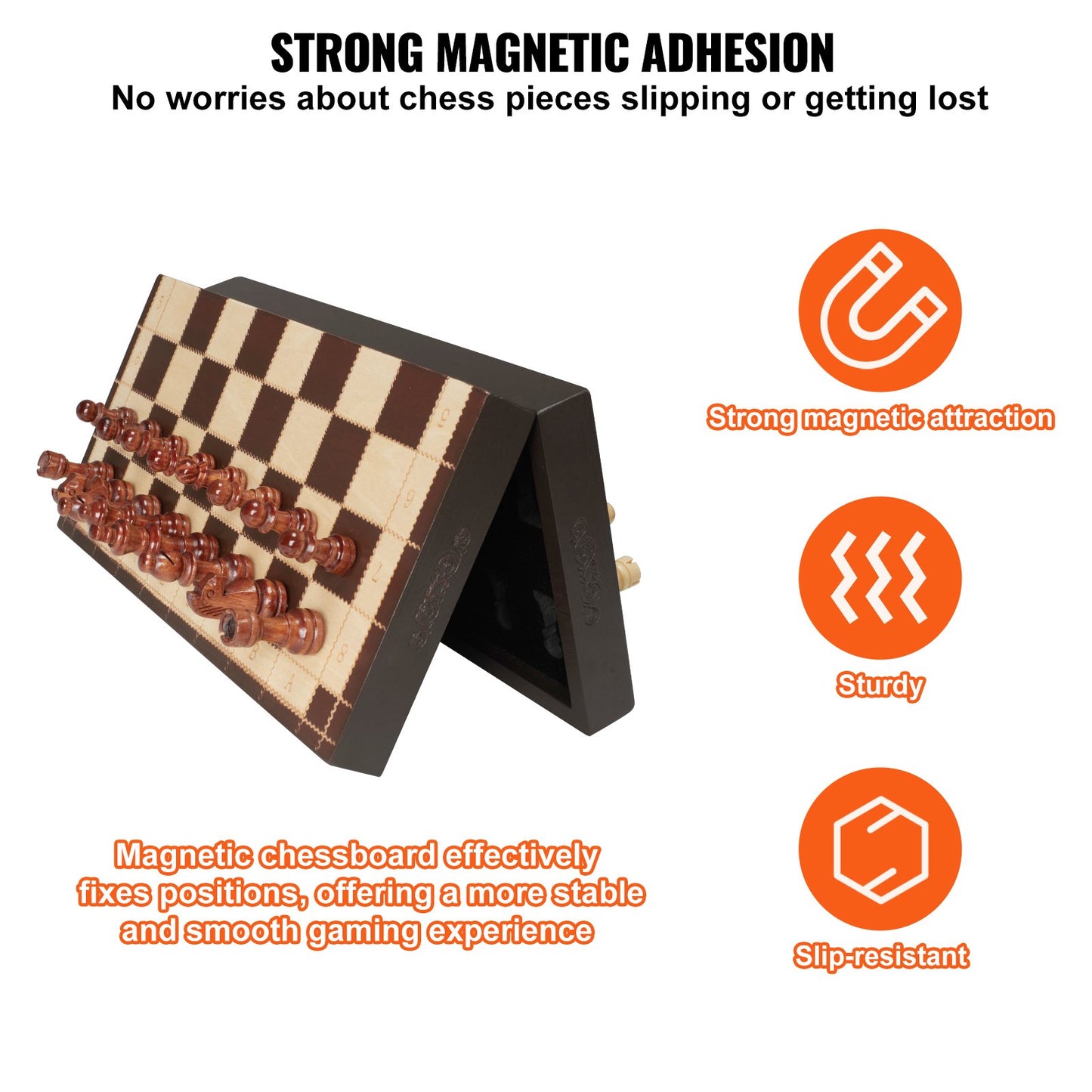 Magnetiskt schackspel i trä, 12 tums schackspelset, 2 extra damer nybörjarschackset, hopfällbara schackbrädspel med schackpjäser, förvaringsplatser och box, bärbar resepresent för vuxna barn