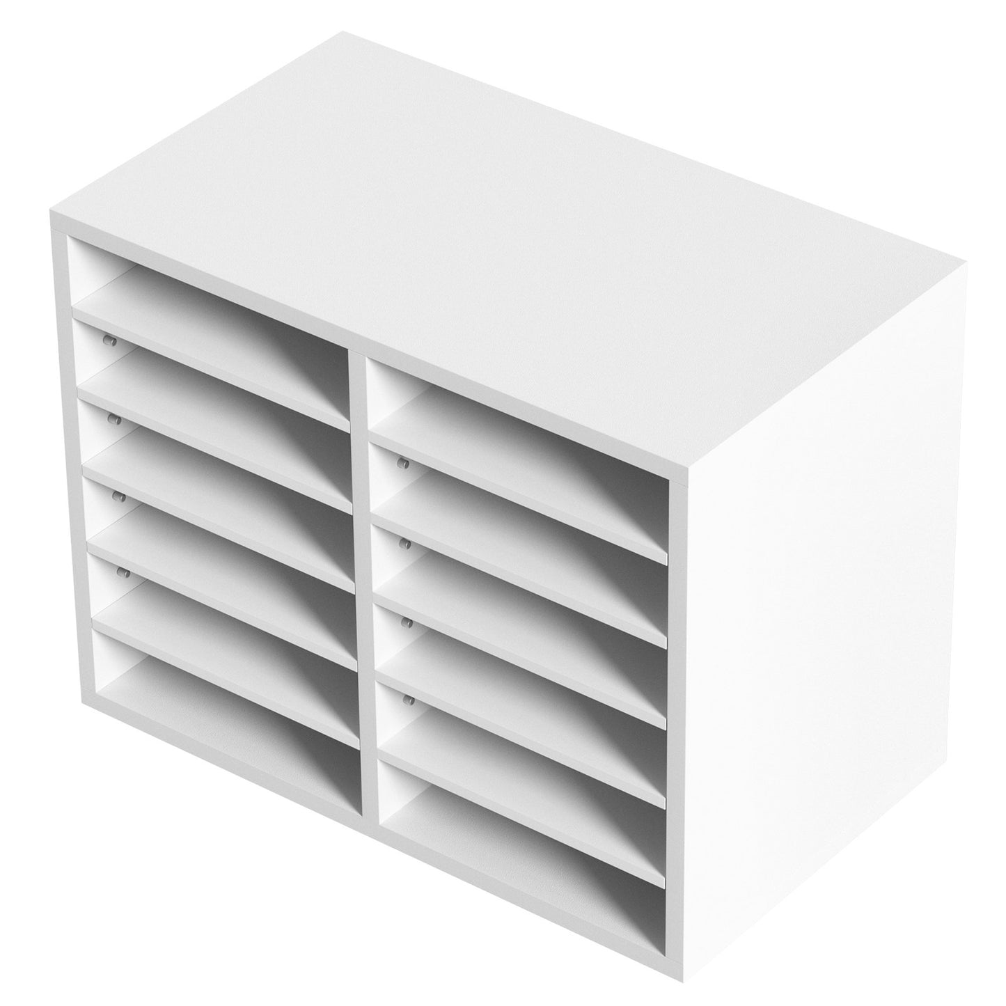 Literature Organizers, 12 Compartment Office Mailbox with Adjustable Shelves, Wooden Literature Sorter 20.4x12x16.1 Inch for Office, Home, Classroom, Mailroom Organization, EPA Certified White