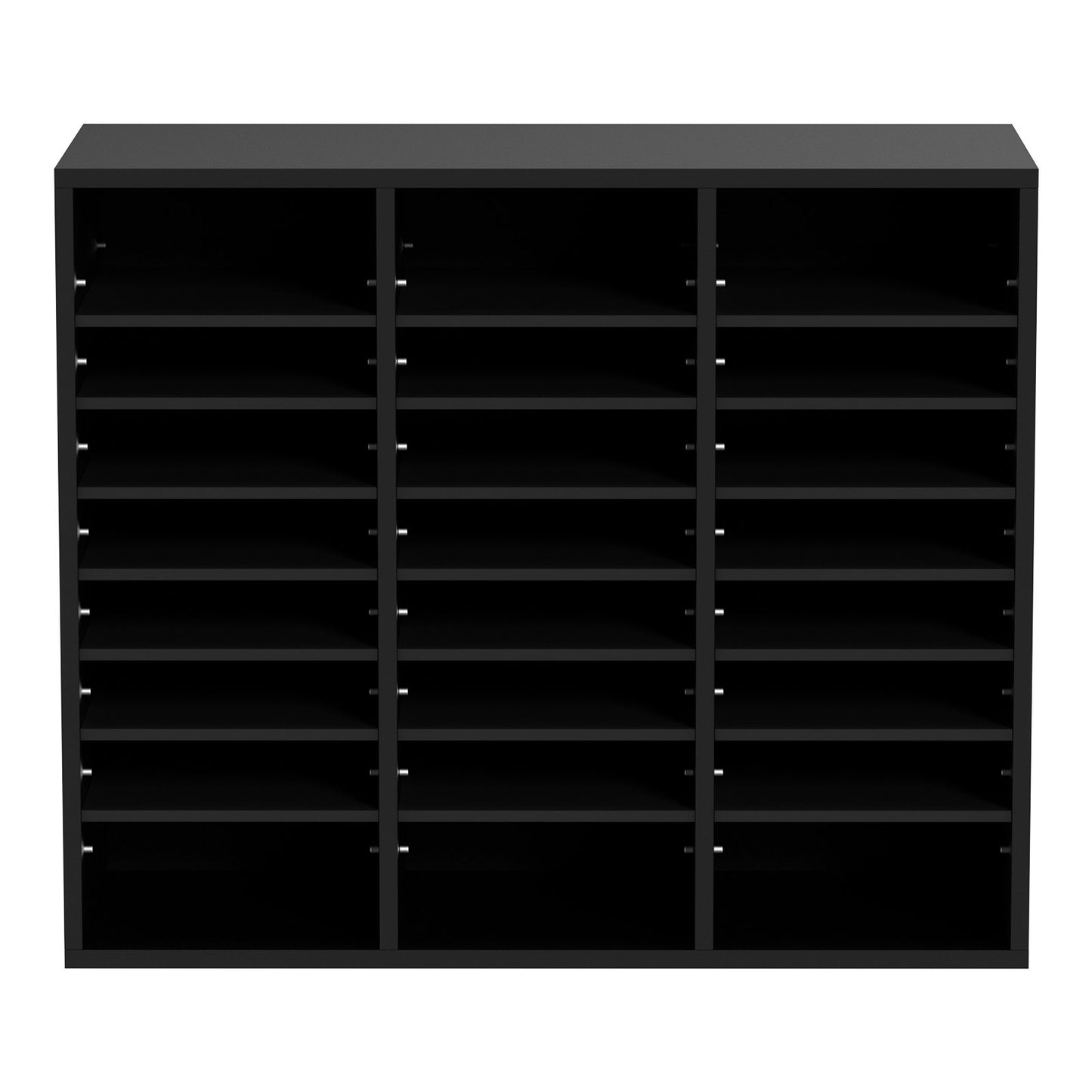 Wood Literature Organizer, 24 Compartments, File Sorter with Removable Shelves, Mailboxes for Office Home Classroom Mailroom Organization, EPA Certified, Black