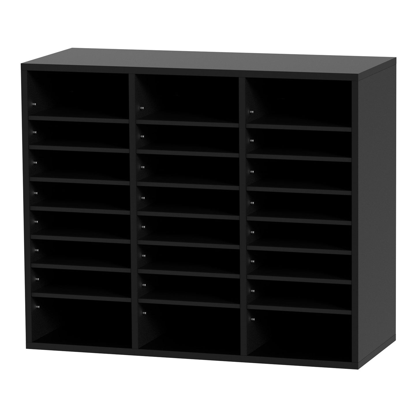Wood Literature Organizer, 24 Compartments, File Sorter with Removable Shelves, Mailboxes for Office Home Classroom Mailroom Organization, EPA Certified, Black
