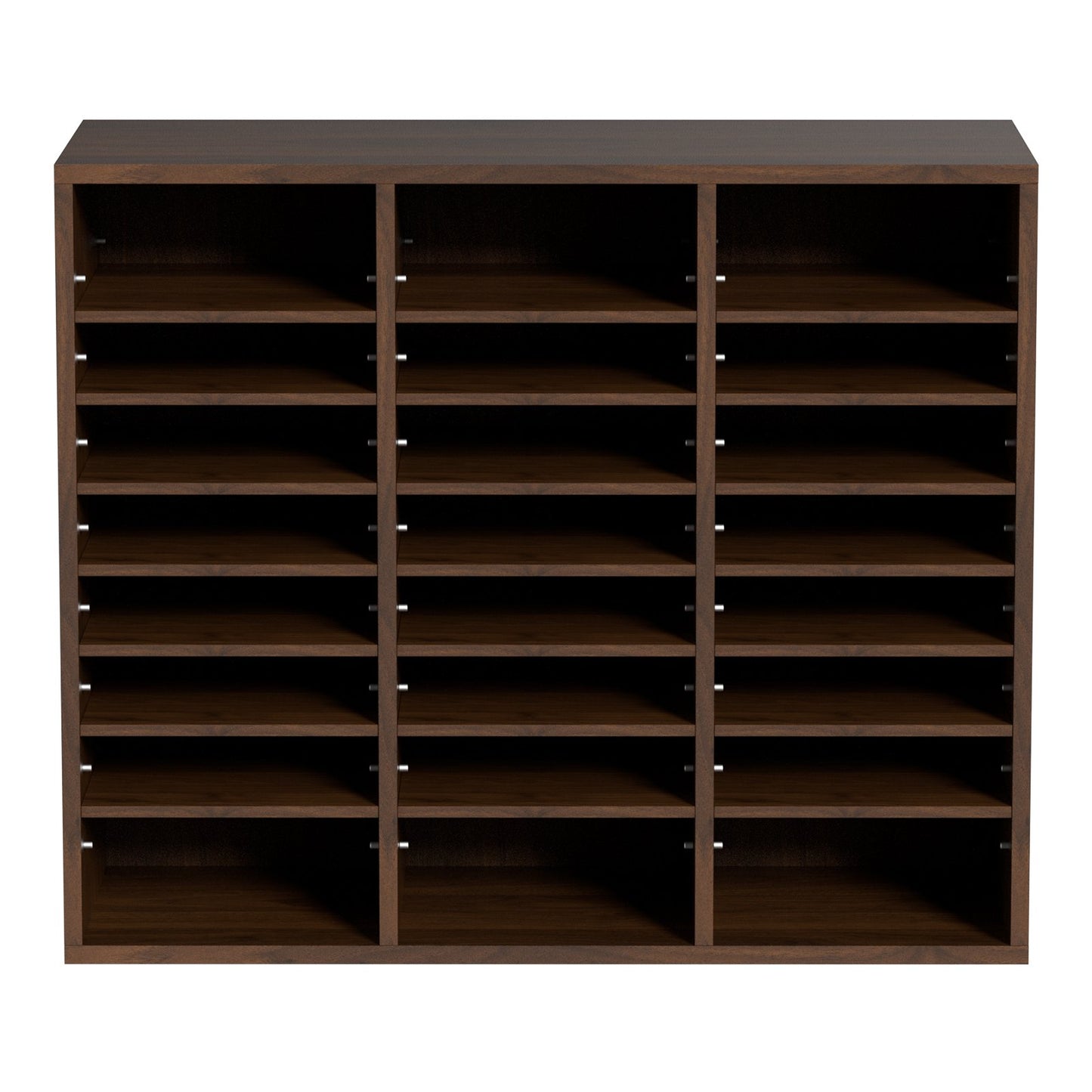 Litteraturorganisatorer, 24 fack kontorsbrevlåda med justerbara hyllor, trälitteratursorterare 29x12x24,4 tum för kontor, hem, klassrum, postrumsorganisation, EPA-certifierad, brun