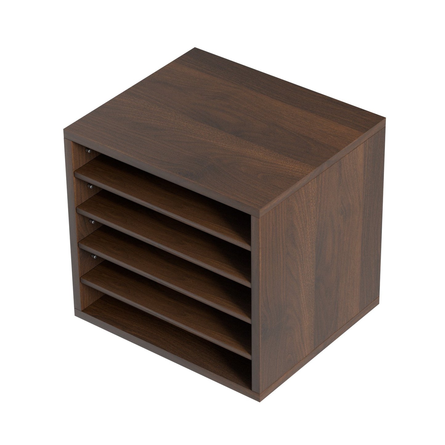 Literature Organizers, 5 Compartment Office Mailbox with Adjustable Shelves, Wooden Literature Sorter 13.9x12x13 Inch for Office, Home, Classroom, Mailroom Organization, EPA Certified, Brown