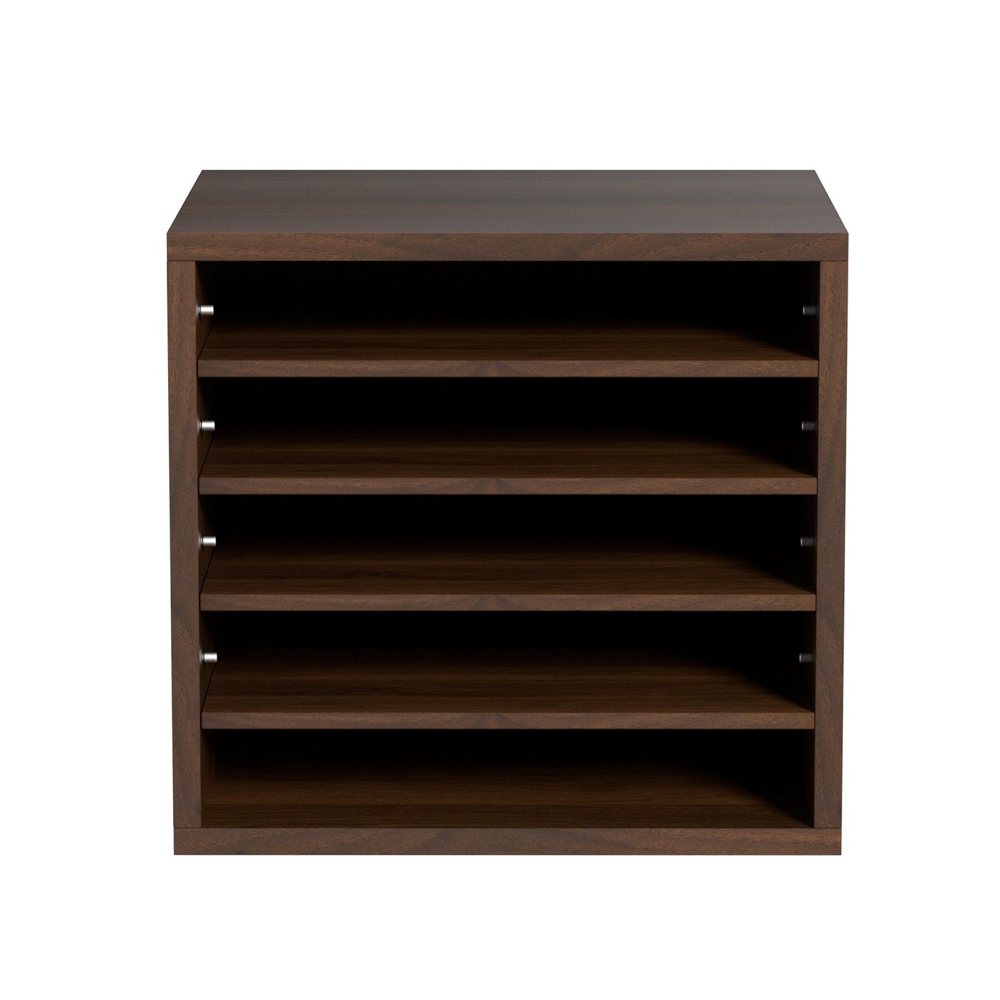 Literature Organizers, 5 Compartment Office Mailbox with Adjustable Shelves, Wooden Literature Sorter 13.9x12x13 Inch for Office, Home, Classroom, Mailroom Organization, EPA Certified, Brown