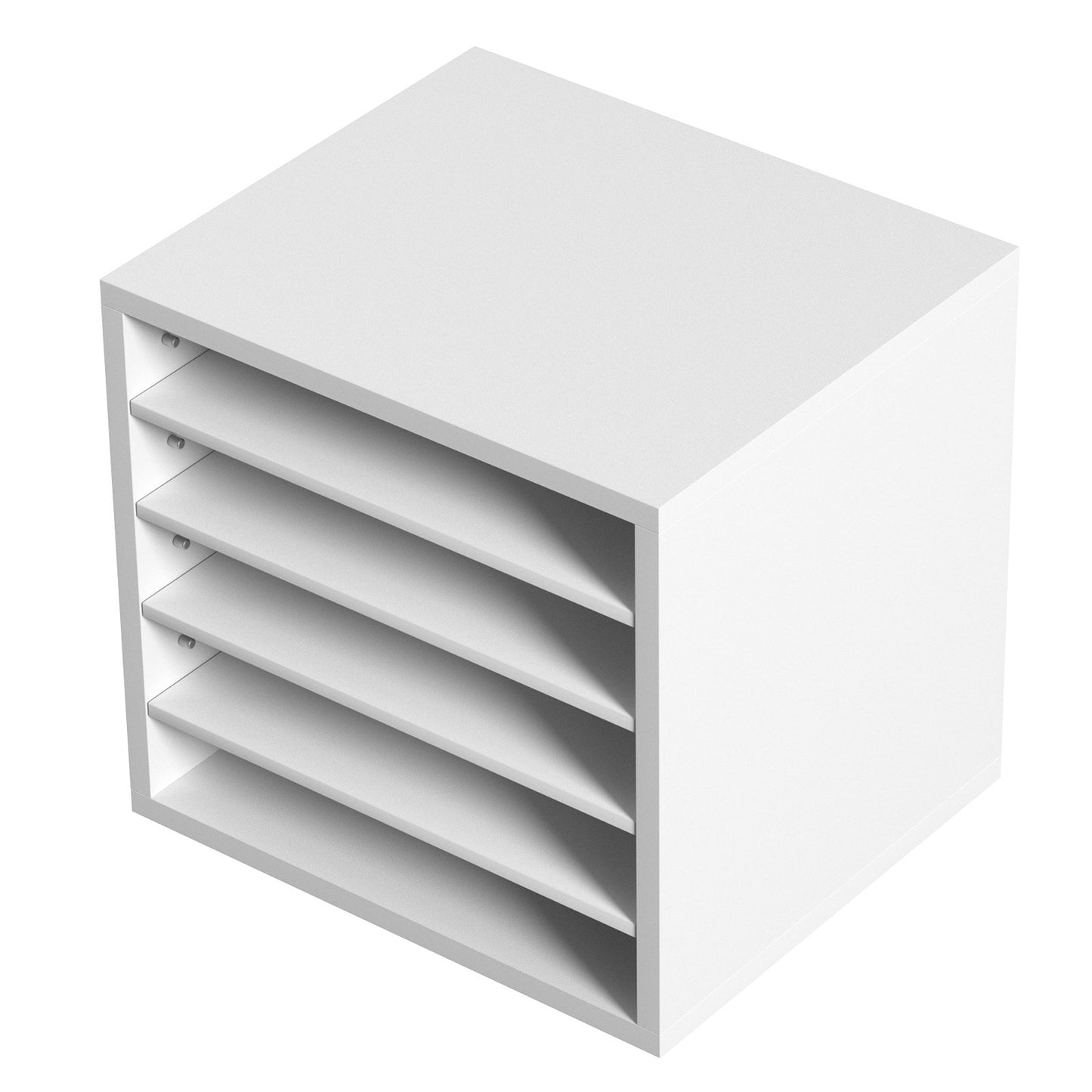 Literature Organizers, 5 Compartment Office Mailbox with Adjustable Shelves, Wooden Literature Sorter 13.9x12x13 Inch for Office, Home, Classroom, Mailroom Organization, EPA Certified, White