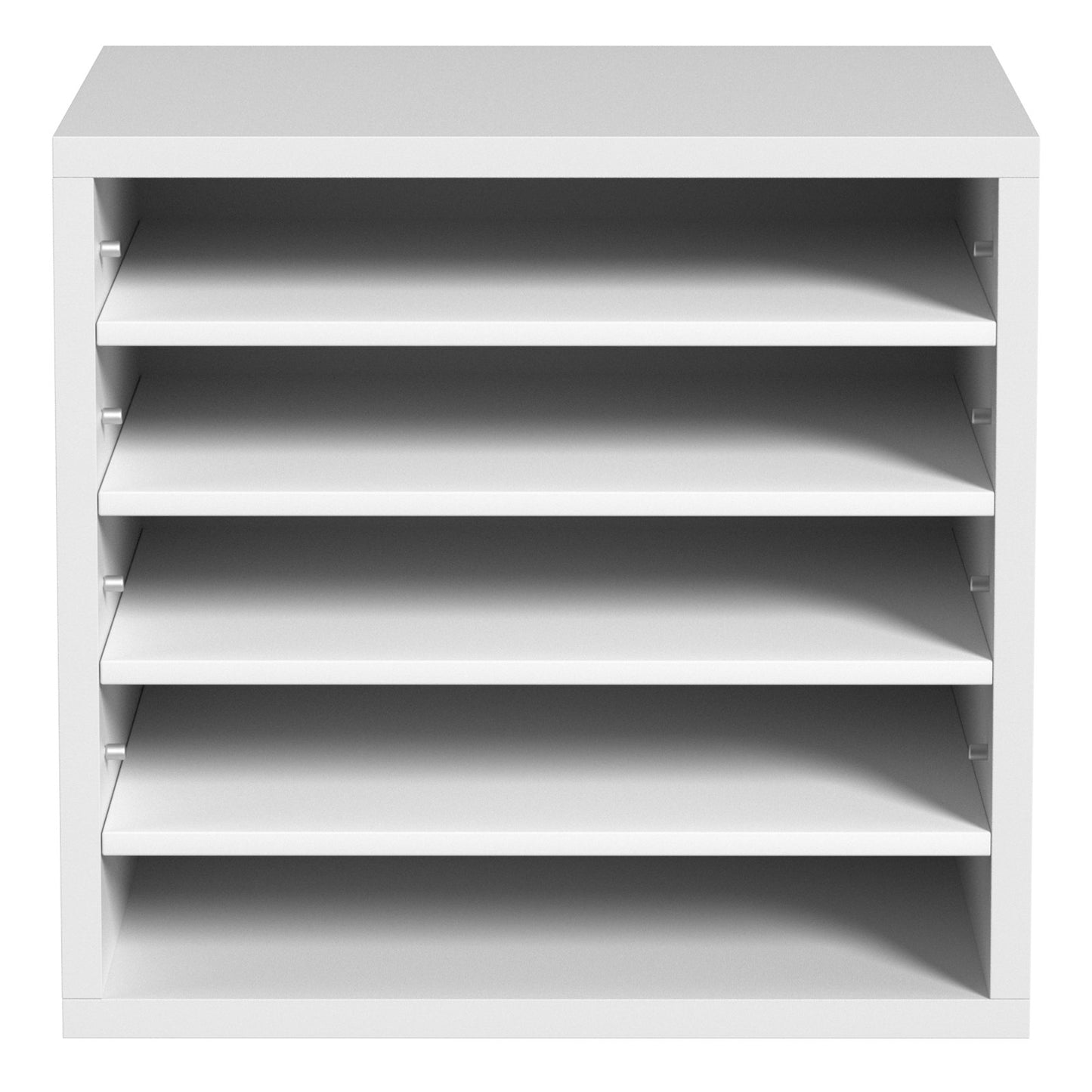 Literature Organizers, 5 Compartment Office Mailbox with Adjustable Shelves, Wooden Literature Sorter 13.9x12x13 Inch for Office, Home, Classroom, Mailroom Organization, EPA Certified, White