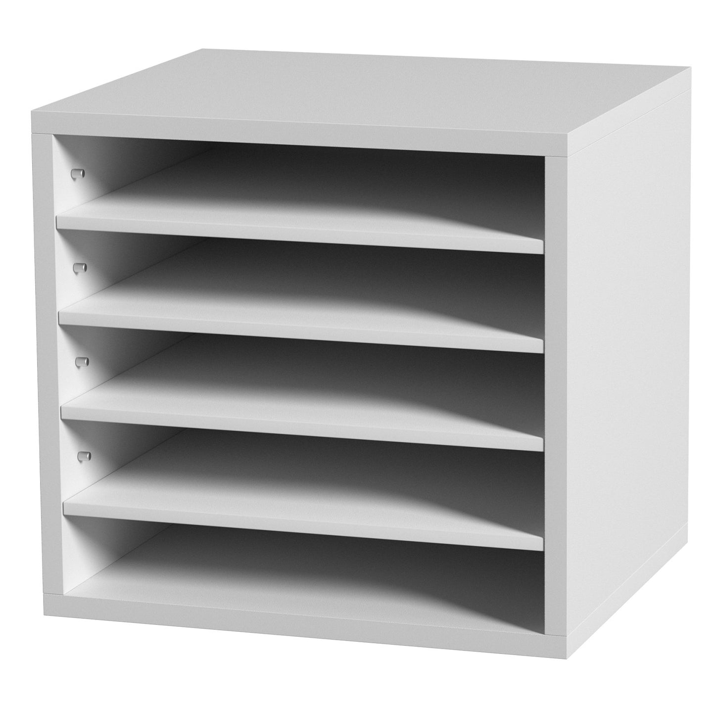 Literature Organizers, 5 Compartment Office Mailbox with Adjustable Shelves, Wooden Literature Sorter 13.9x12x13 Inch for Office, Home, Classroom, Mailroom Organization, EPA Certified, White