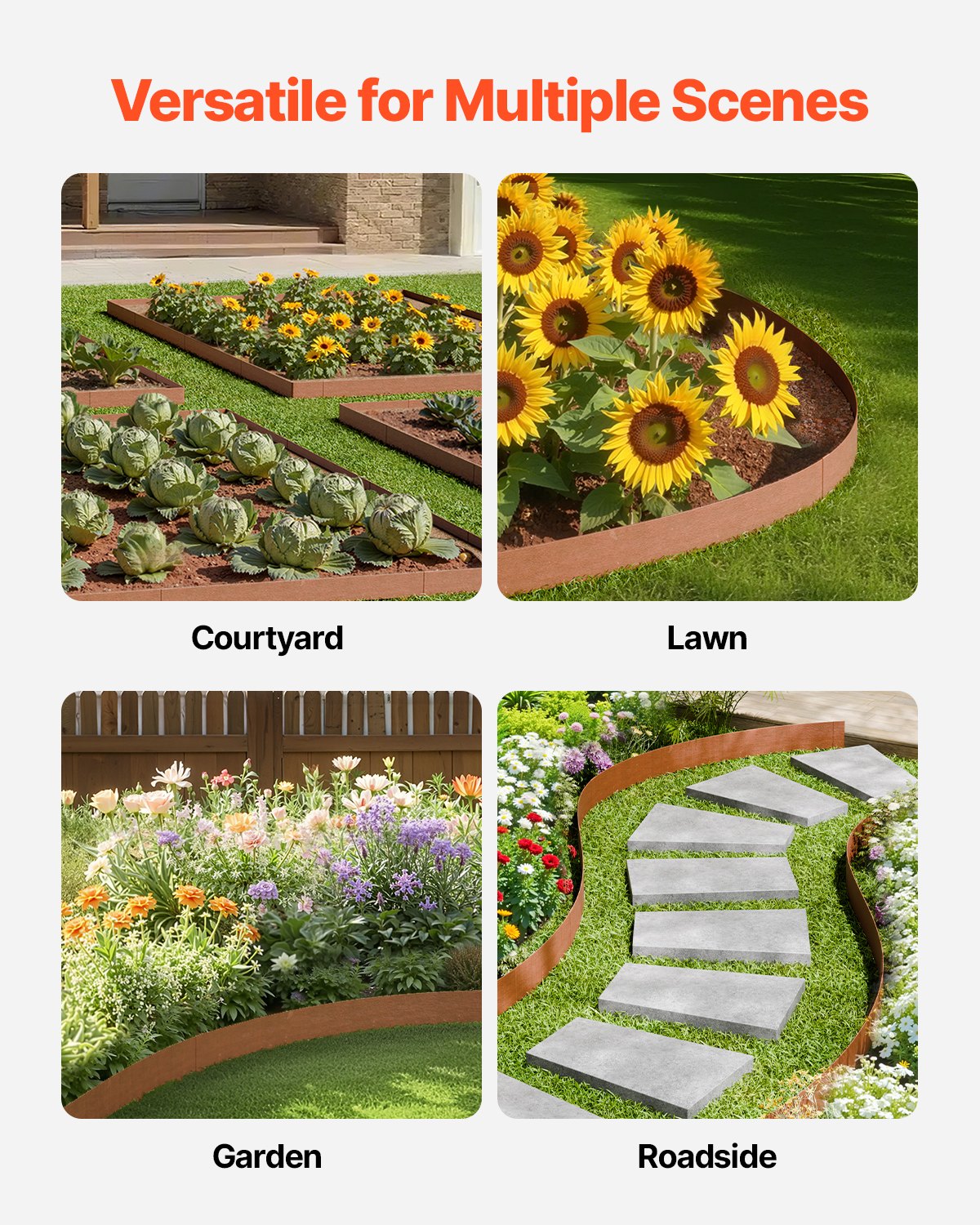 Steel Landscape Edging 10-Pack 40 x 4.5 Inch Weather Resistant for Garden Lawn
