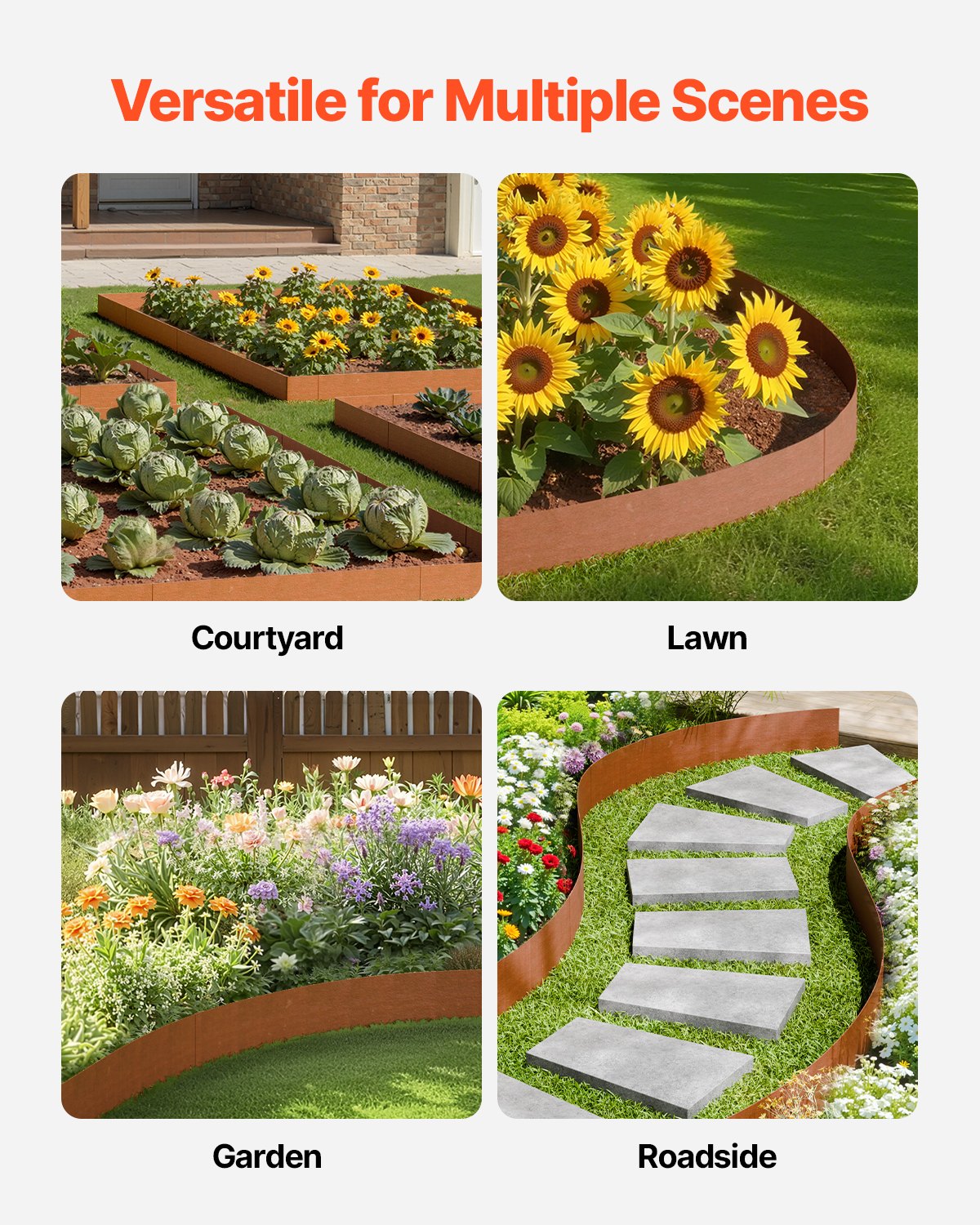 Väderbeständig stållandskapskant 6-pack 40 x 8 tum för Yard Garden