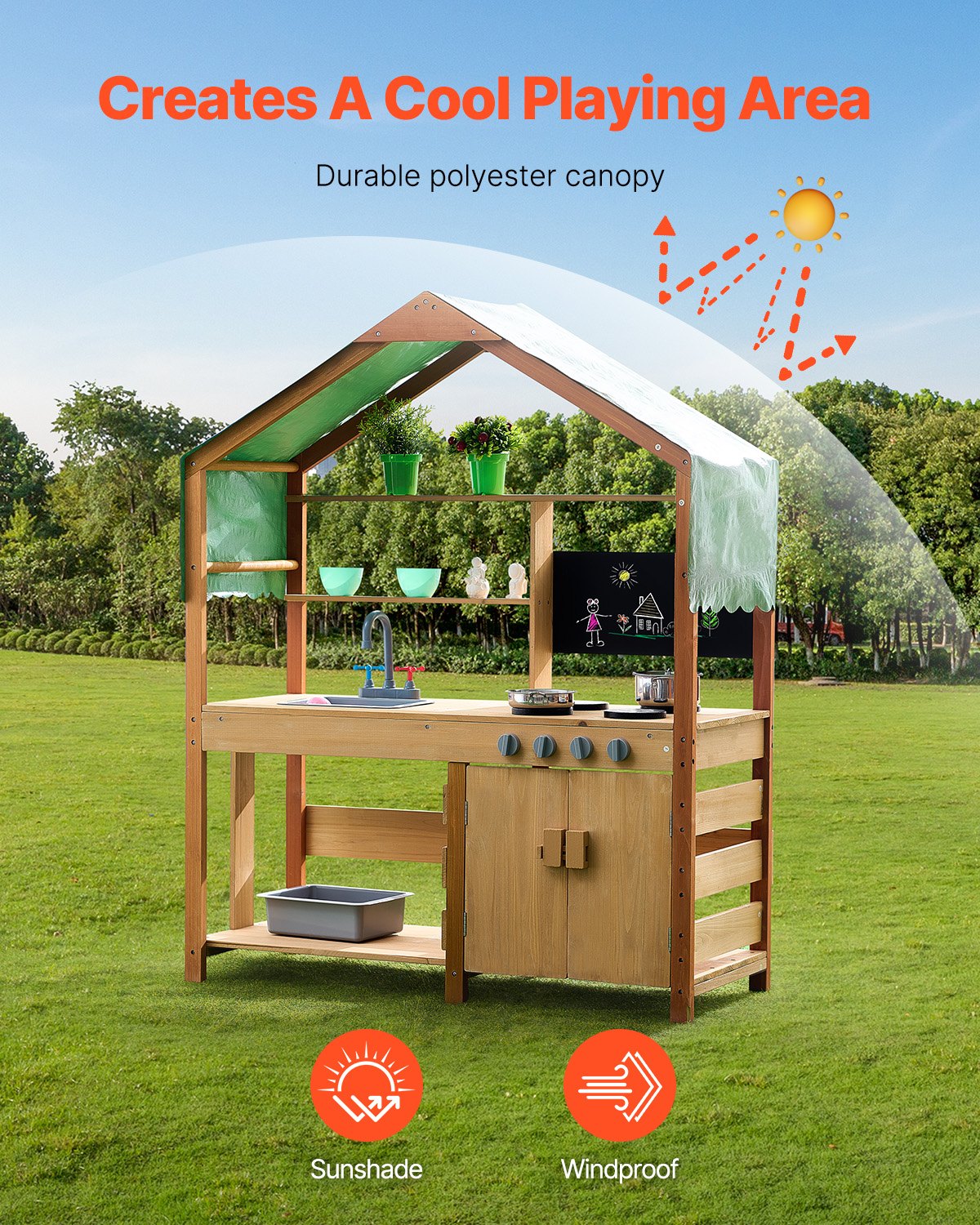 Wooden Clay Kitchen Outdoor Toy Play Kitchen Set for Kids Pretend Play Set