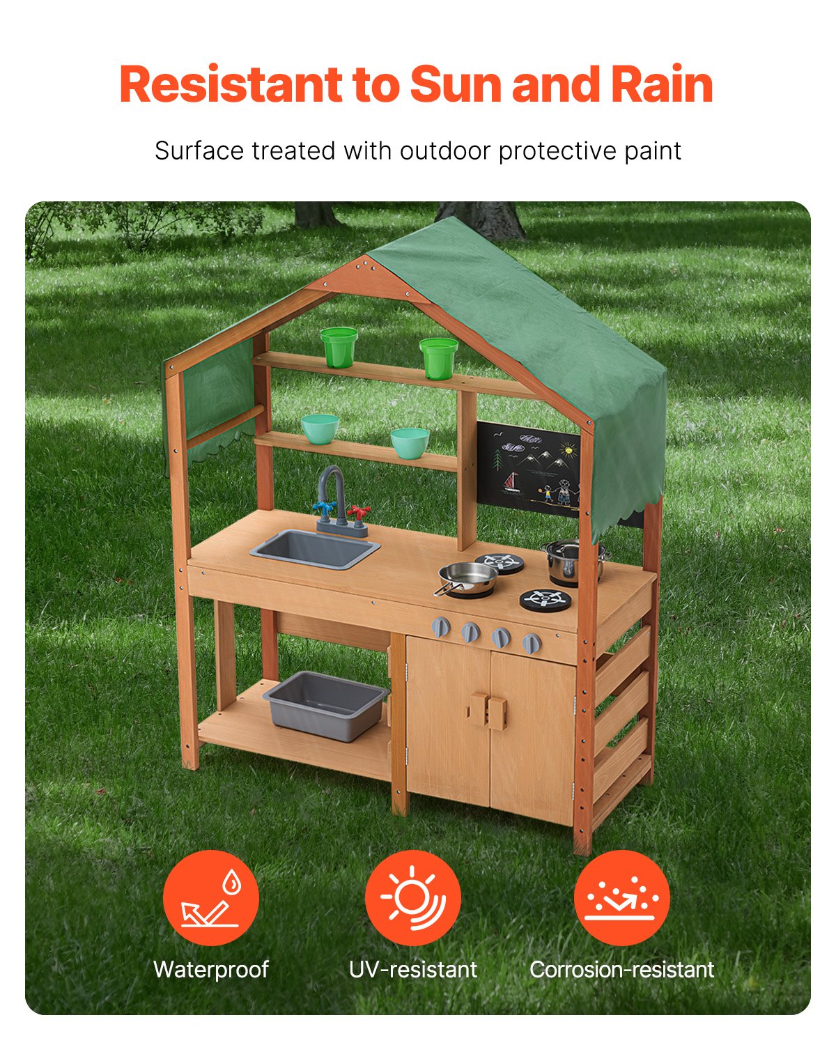 Wooden Clay Kitchen Outdoor Toy Play Kitchen Set for Kids Pretend Play Set