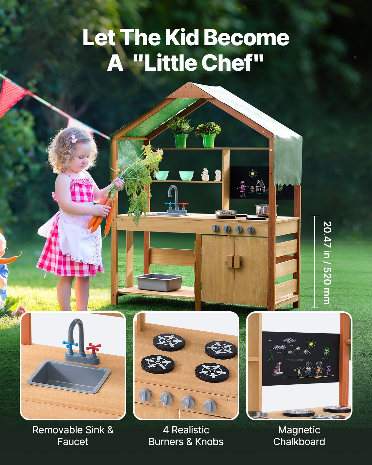 Wooden Clay Kitchen Outdoor Toy Play Kitchen Set for Kids Pretend Play Set