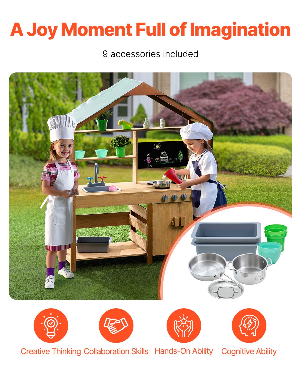 Wooden Clay Kitchen Outdoor Toy Play Kitchen Set for Kids Pretend Play Set