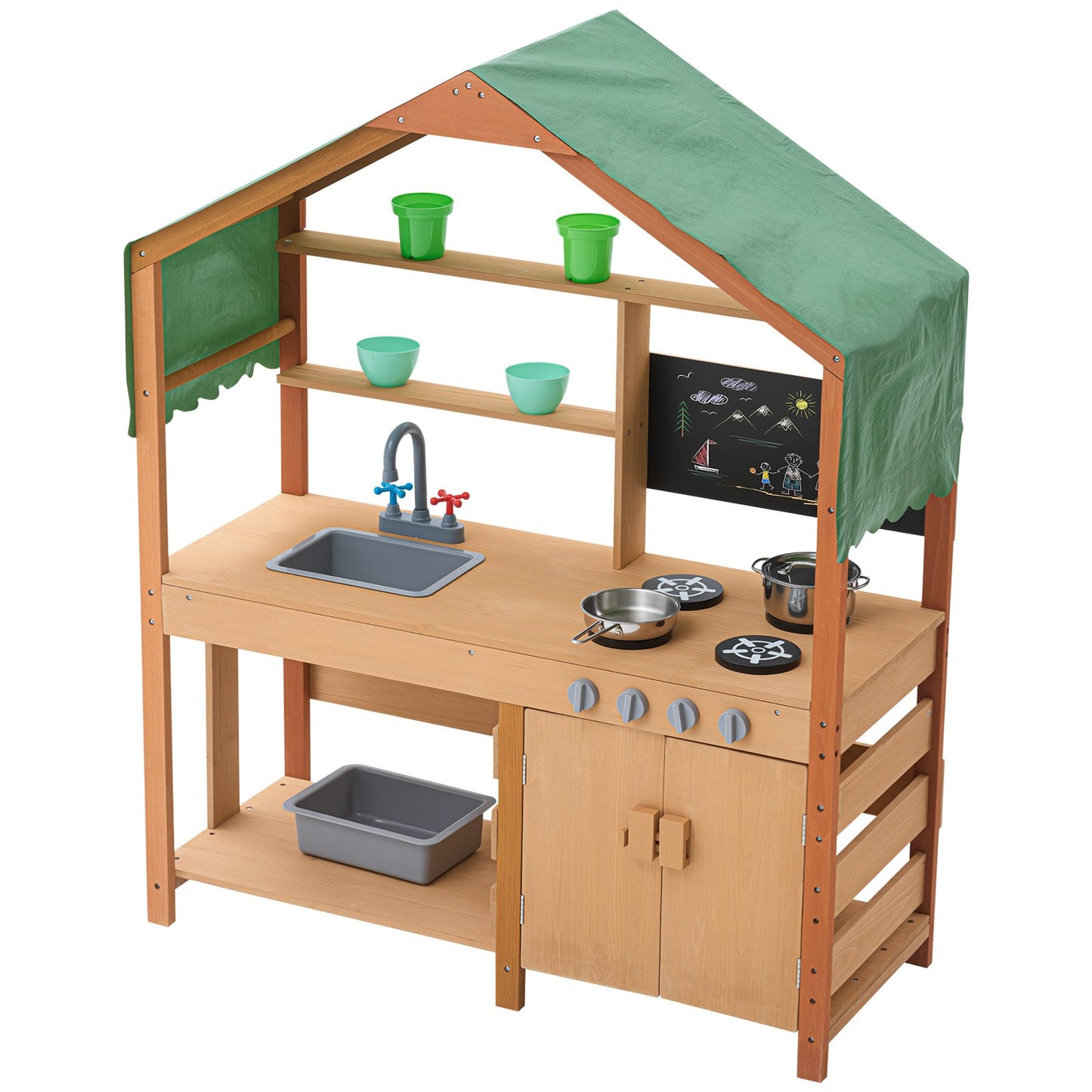 Wooden Clay Kitchen Outdoor Toy Play Kitchen Set for Kids Pretend Play Set