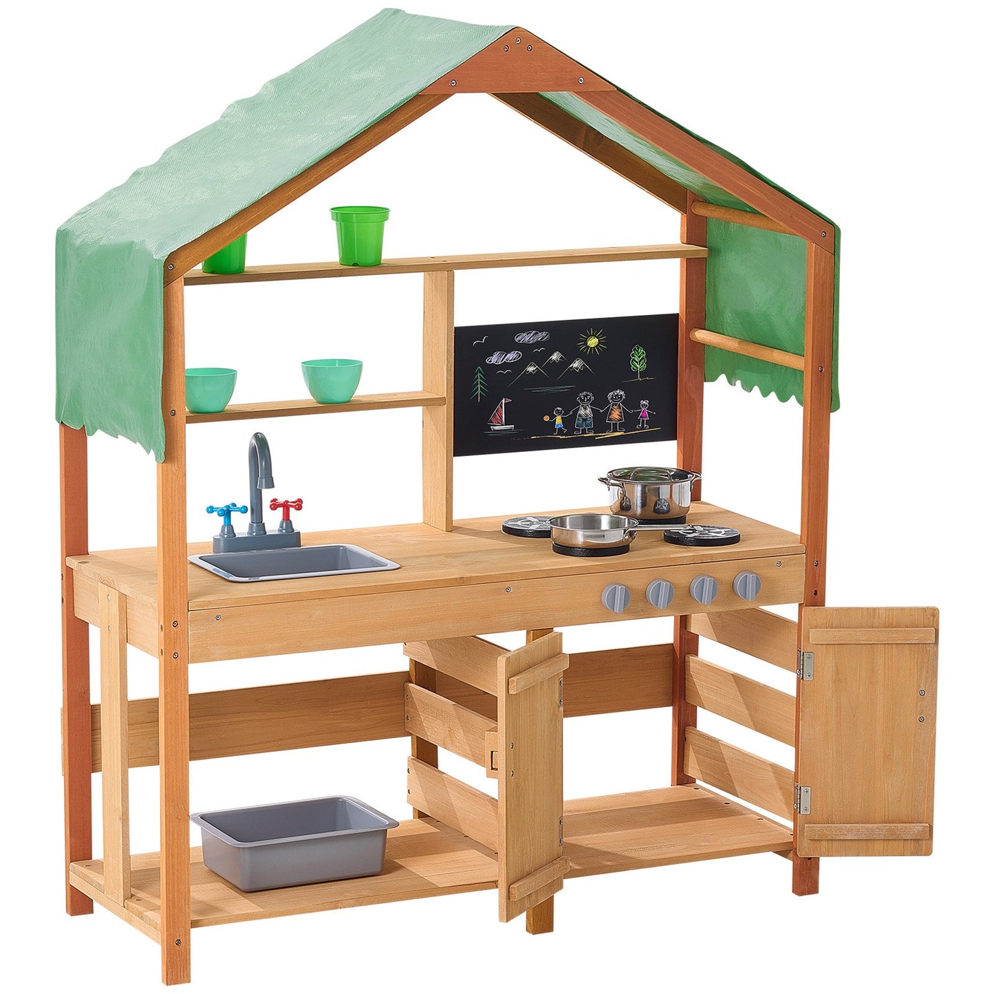 Wooden Clay Kitchen Outdoor Toy Play Kitchen Set for Kids Pretend Play Set