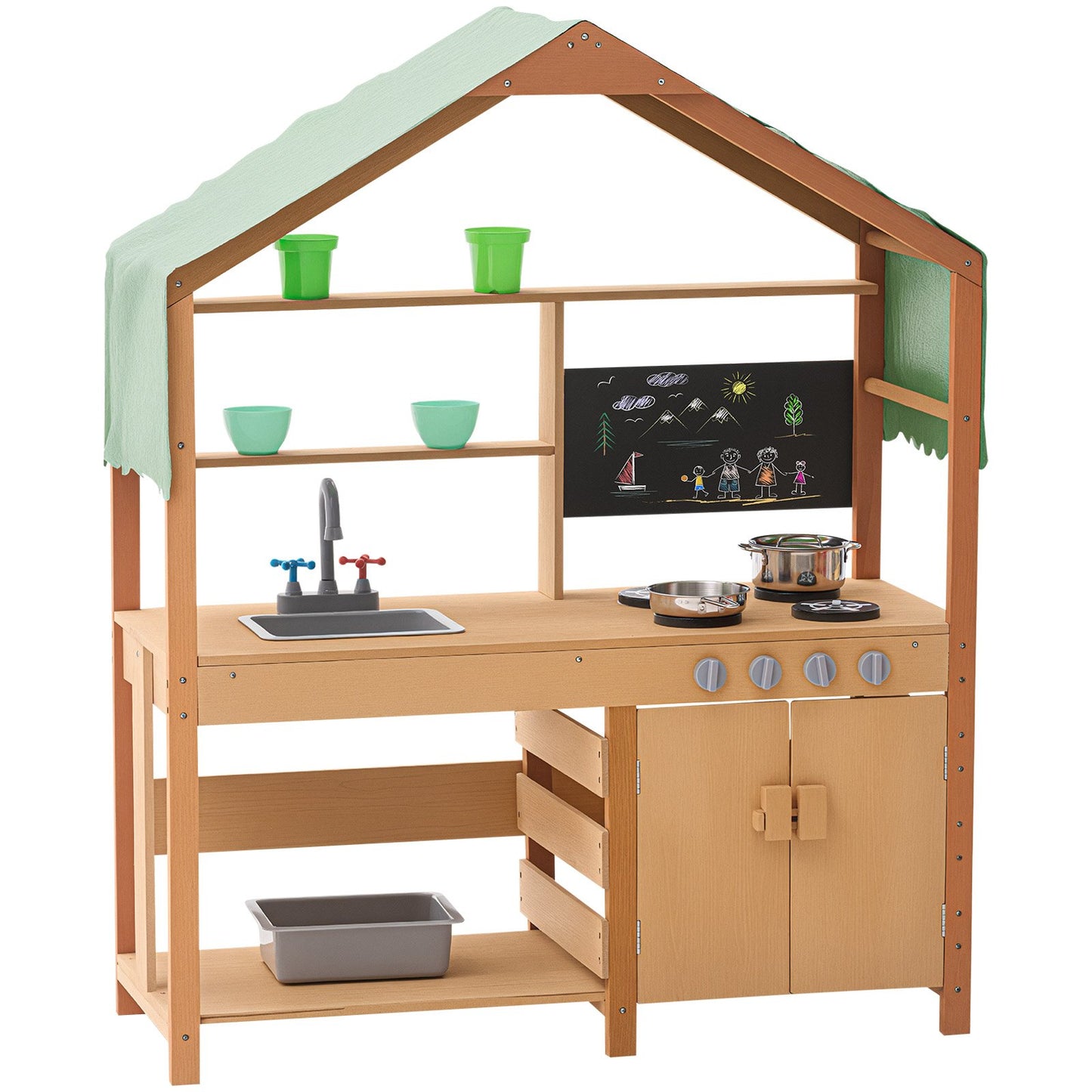 Wooden Clay Kitchen Outdoor Toy Play Kitchen Set for Kids Pretend Play Set