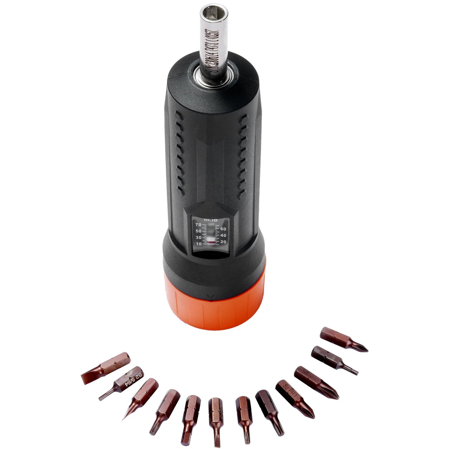 Vridmomentskruvmejsel 1/4" intervall 10-70 in/lb med 1 in-lb stegvis vyfönster