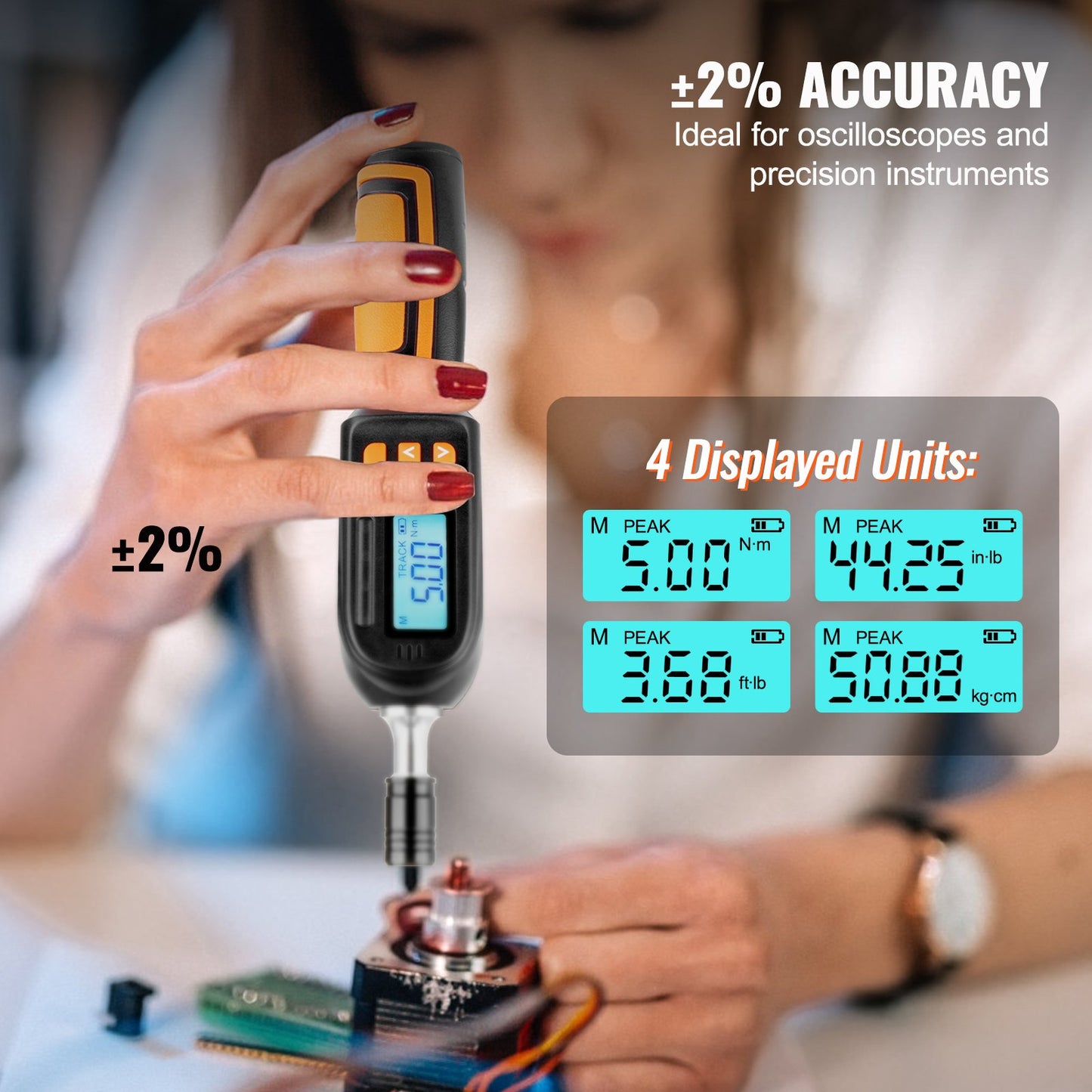 Digital vridmomentskruvmejsel, 1/4" drivskruvmejsel momentnyckel, elektriker momentskruvmejsel med LCD, 2,65-70,67 in-lbs vridmomentområde, 0,01 Nm stegvis vridmomentskruvmejsel med bitar och fodral