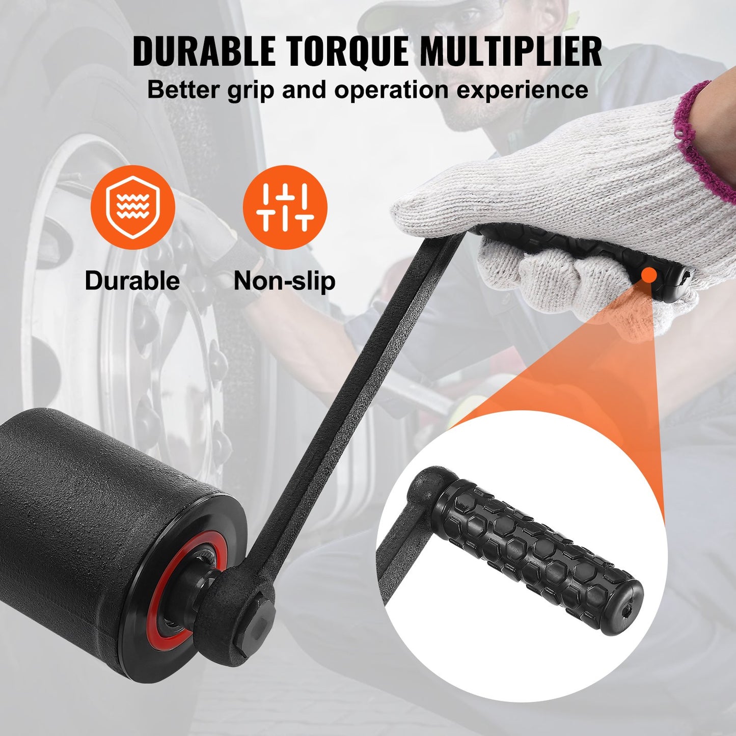 Drehmomentvervielfältiger, leistungsstarker Drehmomentvervielfältiger-Schlüsselsatz, 1-Zoll-Antriebs-Radmutternschlüssel-Drehmomentvervielfältiger, 1:64 6800N.m Radmutternentferner, mit 4 Stecknüssen und Aufbewahrungstasche für LKW-Anhänger-Wohnmobil