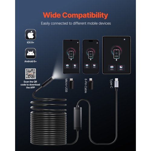 Endoskopkamera 1920P HD Boreskop für Android und iOS mit 15m Kabel | EU