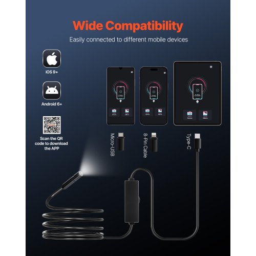Endoskopkamera 1920P HD Boreskop für Android und iOS mit 3m Kabel | EU